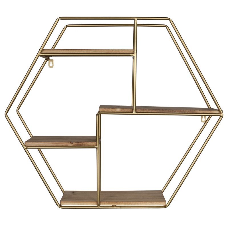 Stratton Home Decor Gold Hexagon Wall Shelf