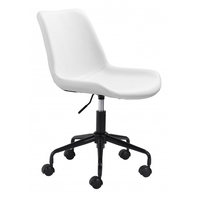 Modern White Faux Leather Rolling Office Chair