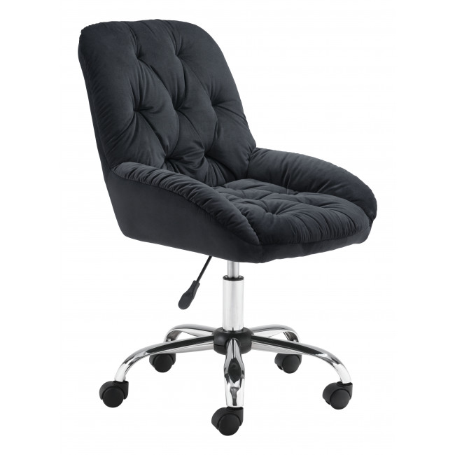 Extra Comfy Black Velvet Rolling Office Chair