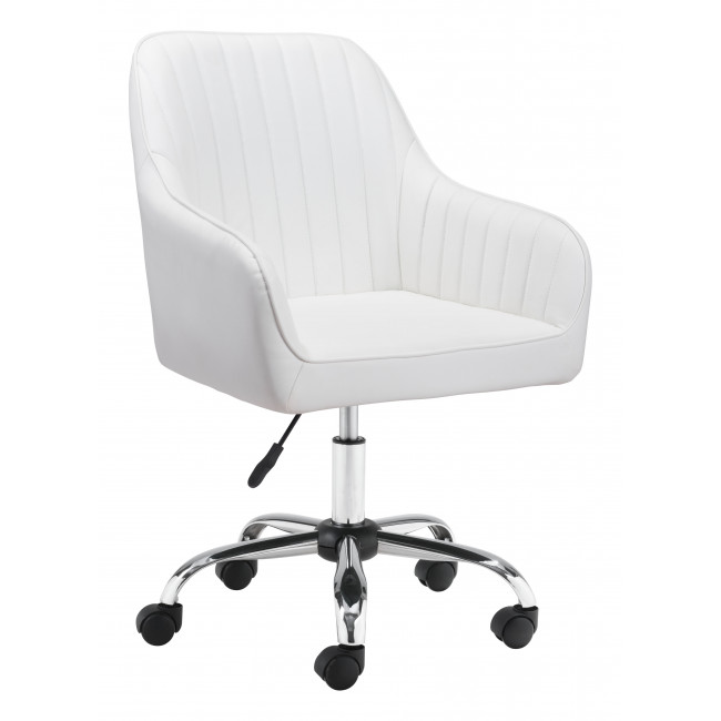 White Faux Leather Upholstered Stylish Office Chair