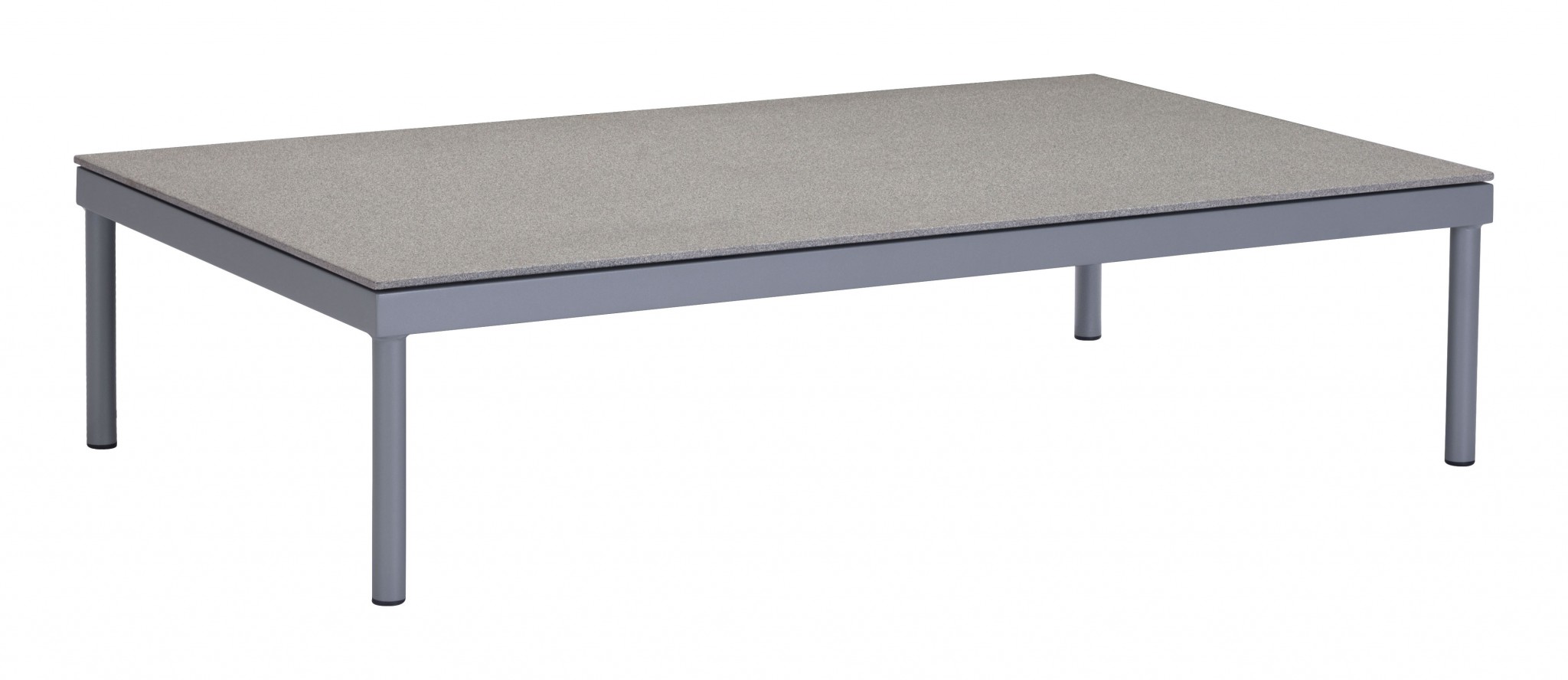 47" x 29.5" x 11.7" Gray & Granite, Tempered Glass, Aluminum, Beach Coffee Table