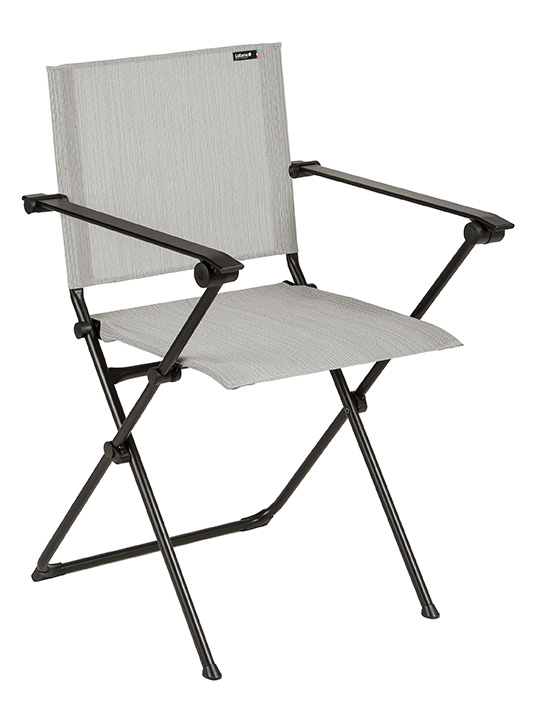 Folding Armchair - Black Steel Frame - Galet Duo Fabric