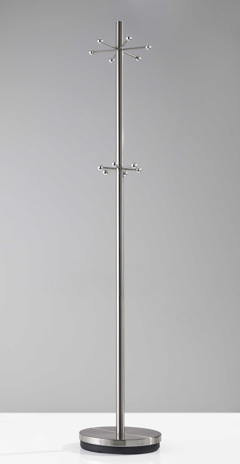 12" X 67" Brushed Steel Brushed Steel Coat Rack