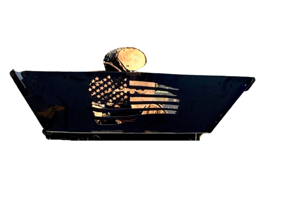 Rustic Patriotic Flag USA Steel Flag Wood Burning Firepit