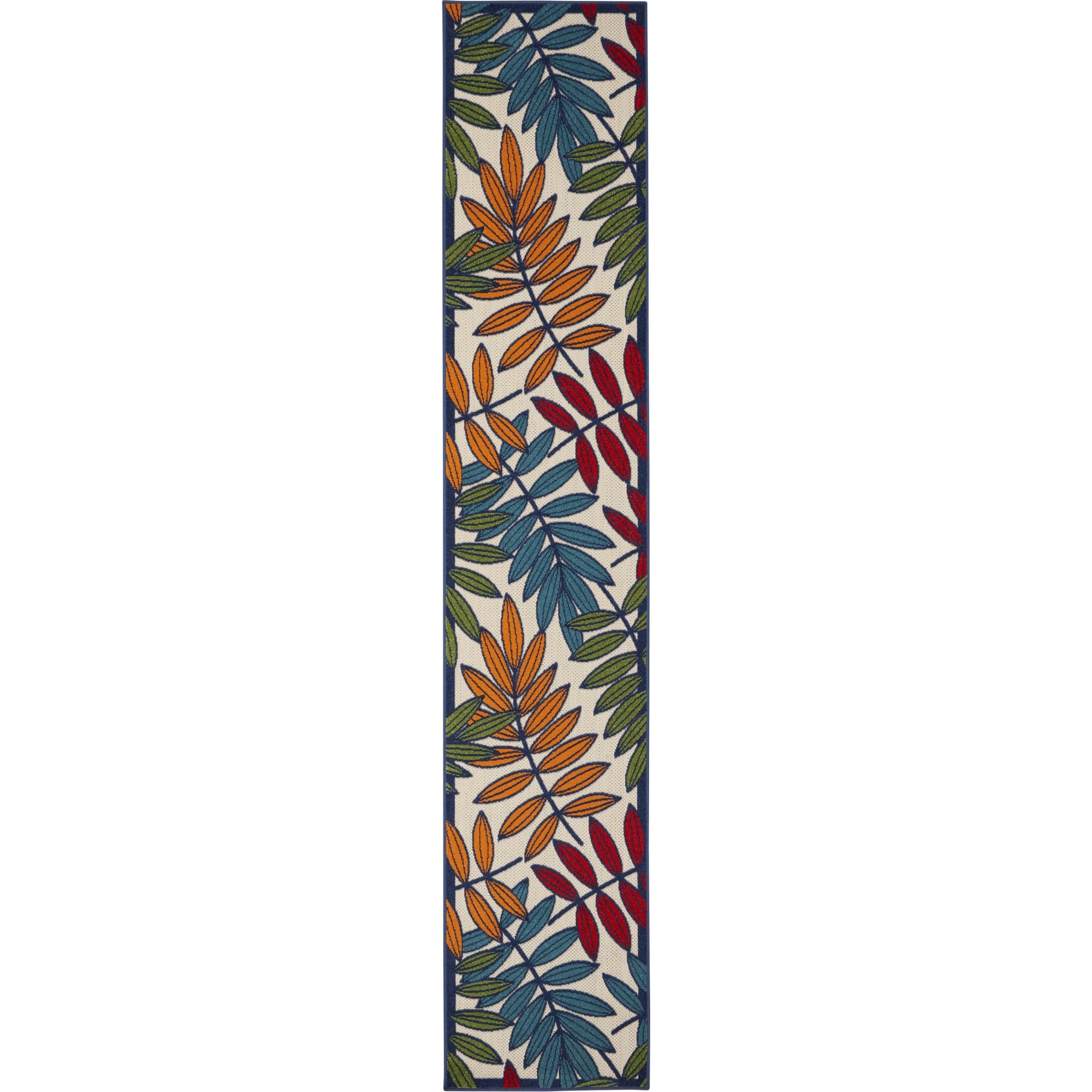 2x 12 Multicolored Leaves Indoor Outdoor Runner Rug