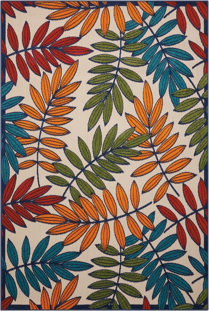 5x 8 Multicolored Leaves Indoor Outdoor Area Rug