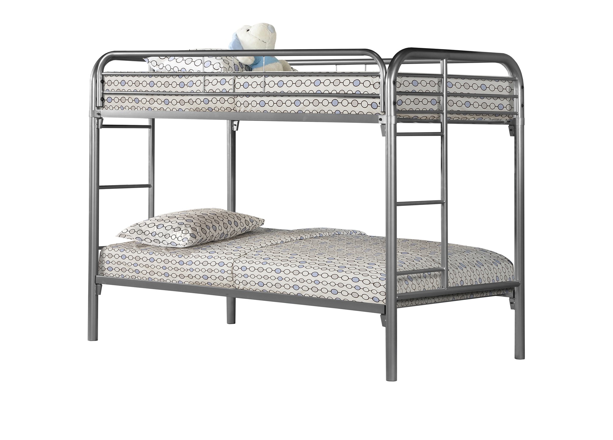 41.75" x 78" x 59.5" Silver Metal Bunk Bed Twin Twin Size