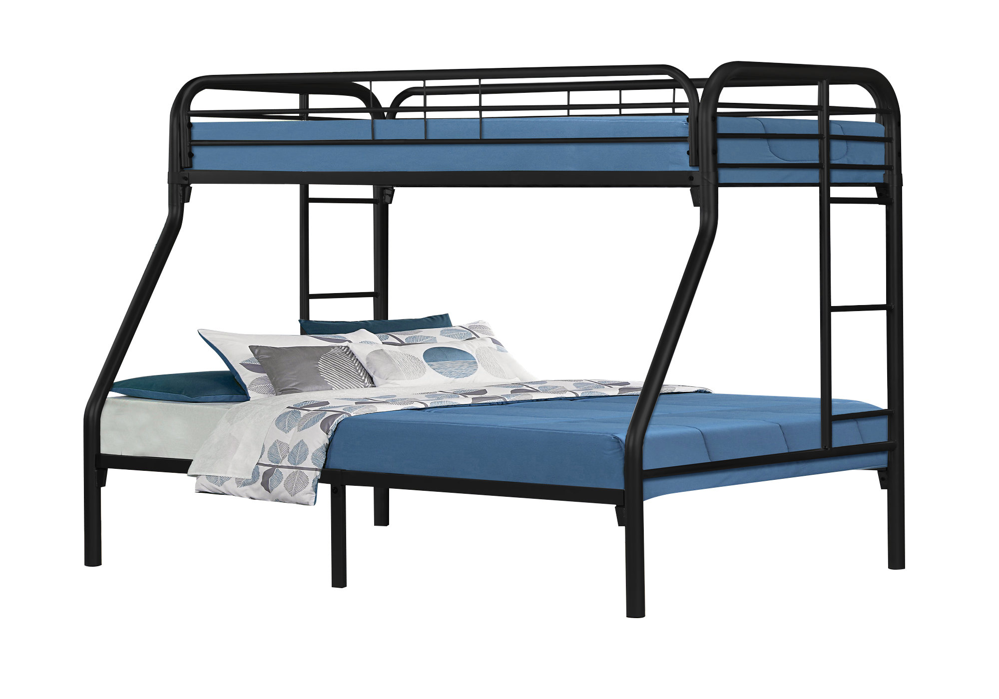58" x 78" x 59.5" Black Metal Bunk Bed Twin Full Size