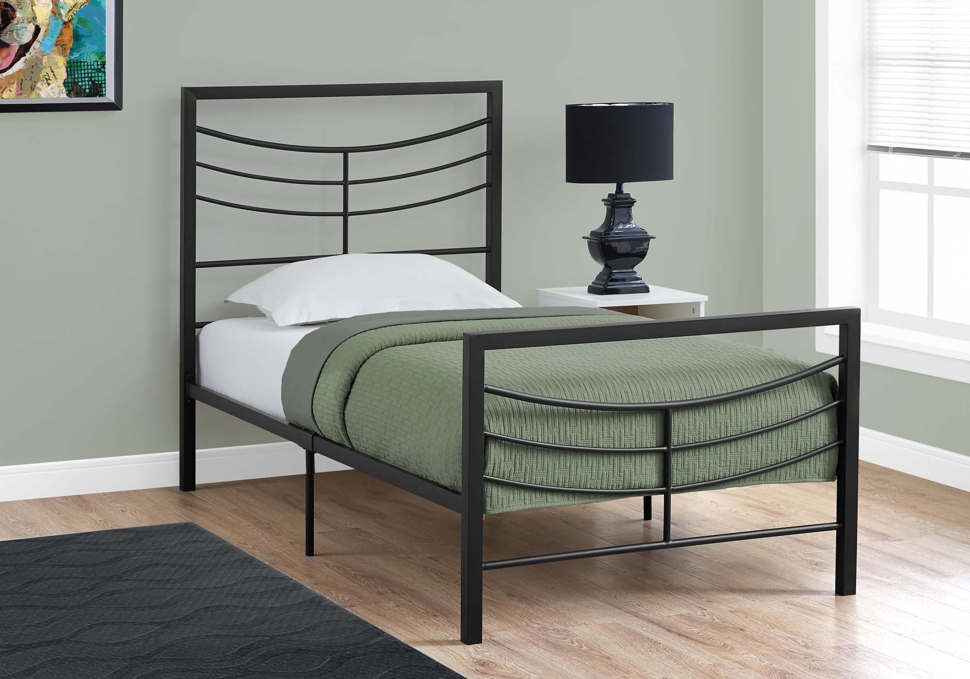 47.75" Black Metal Frame Twin Size Bed