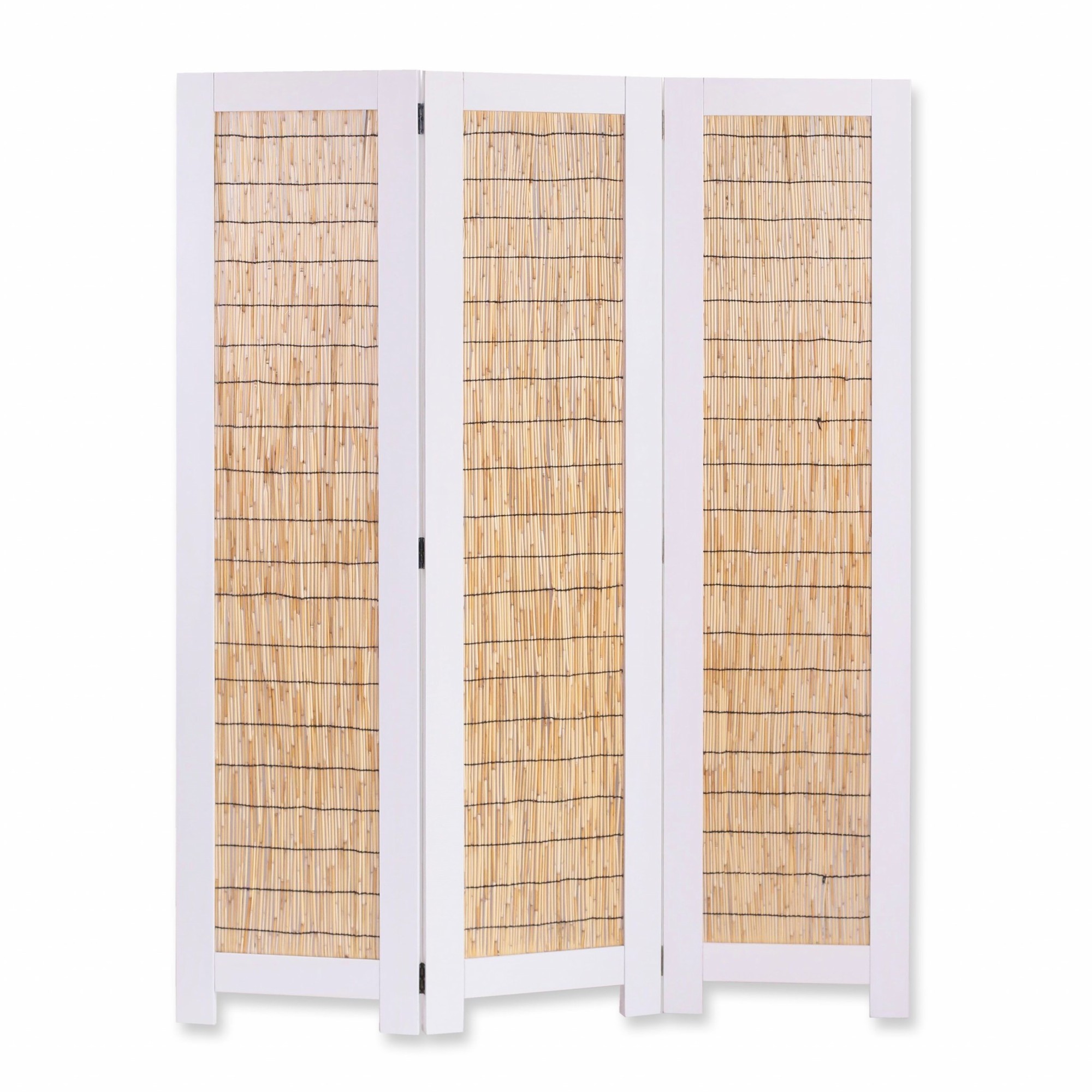 White and Natural 3 Panel Room Divider Screen