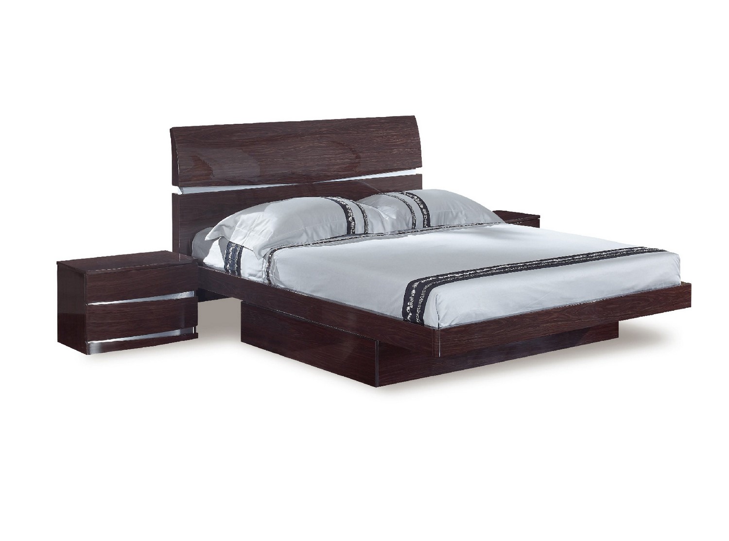 85'' X 72'' X 42.5'' Modern California King Wenge High Gloss Bed