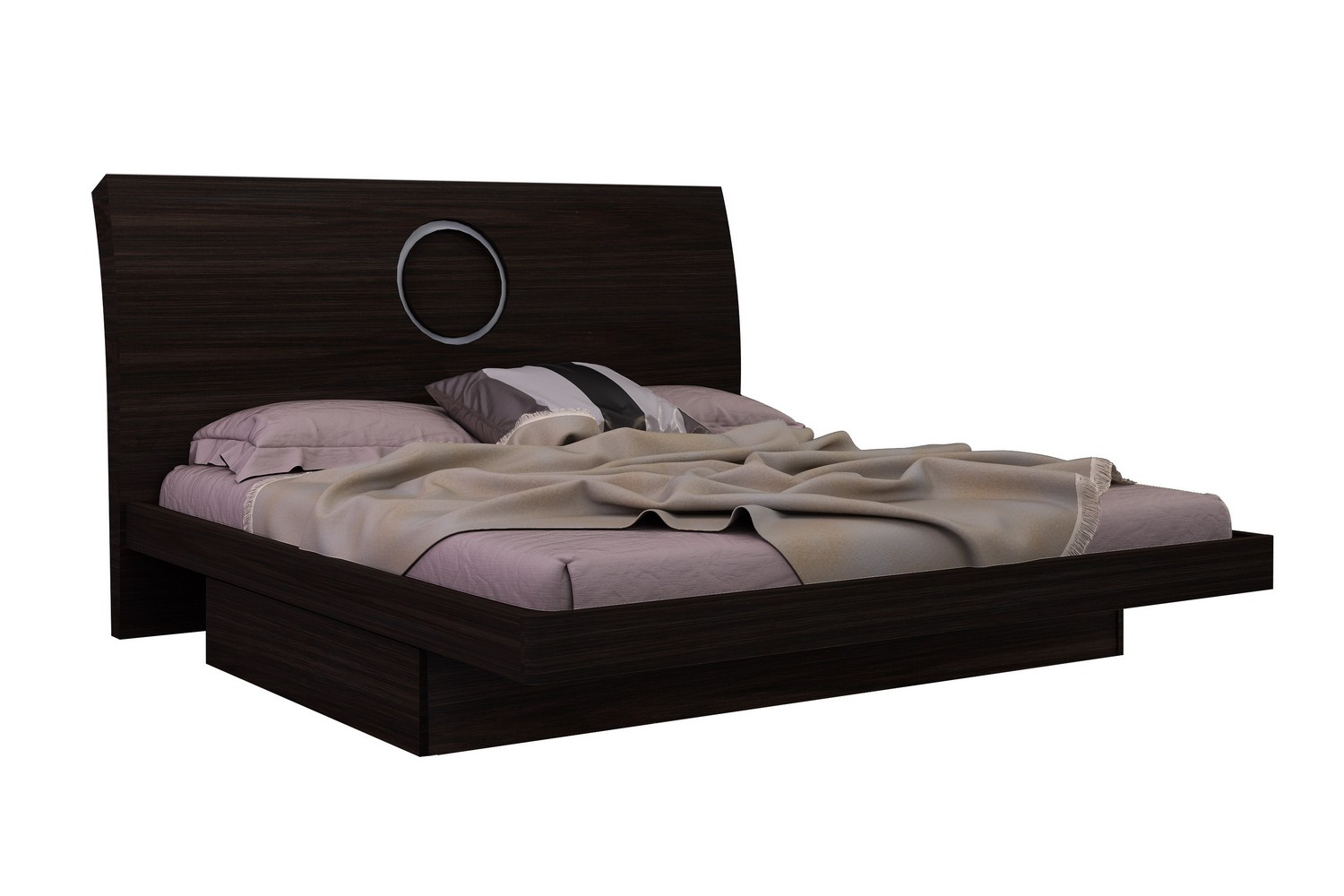 77'' X 90'' X 40'' Modern Eastern King Wenge High Gloss Bed