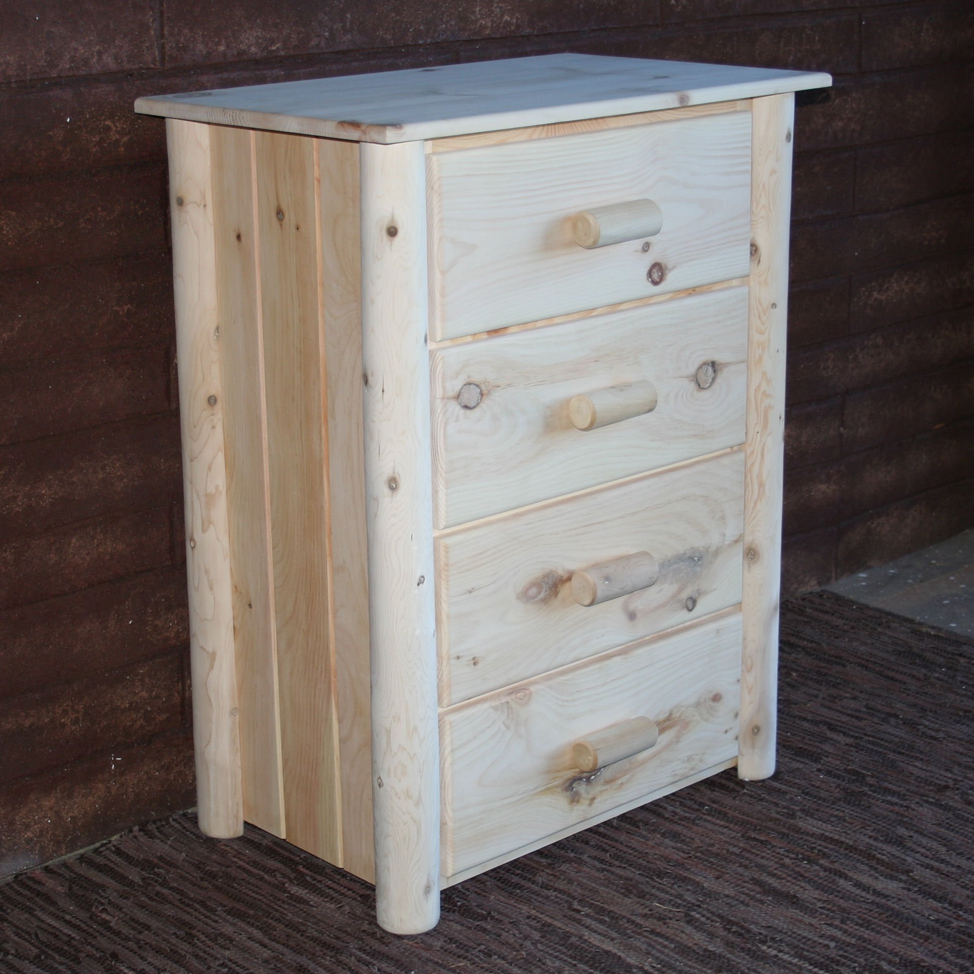 Natural Unfinished Wood Four Drawer Dresser