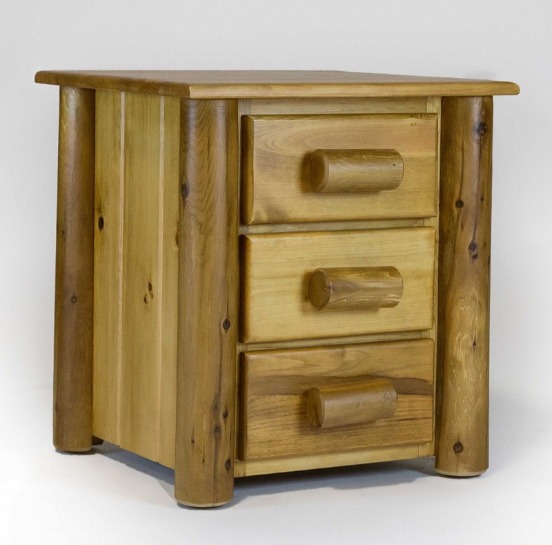 Natural Light Honey Finish Wood Three Drawer Nightstand