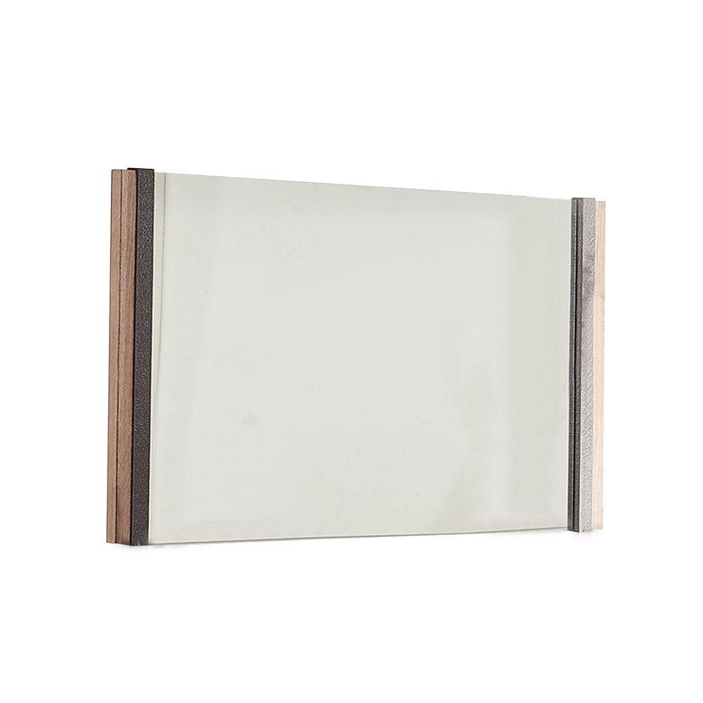 51" X 3.5" X 35" Natural Veneer Metal Mirror