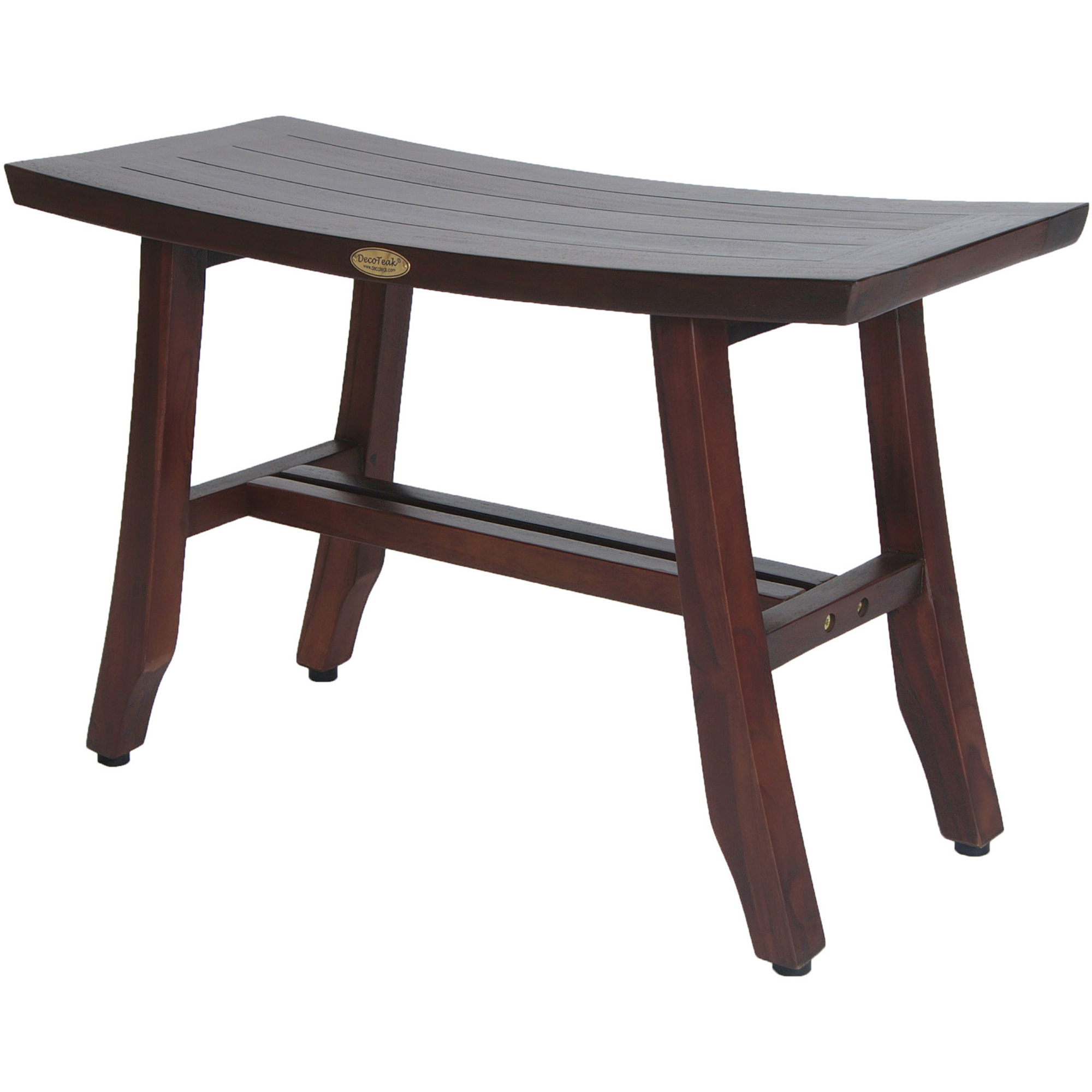 Contemporary Teak Shower Stool or Bench in Brown Finish