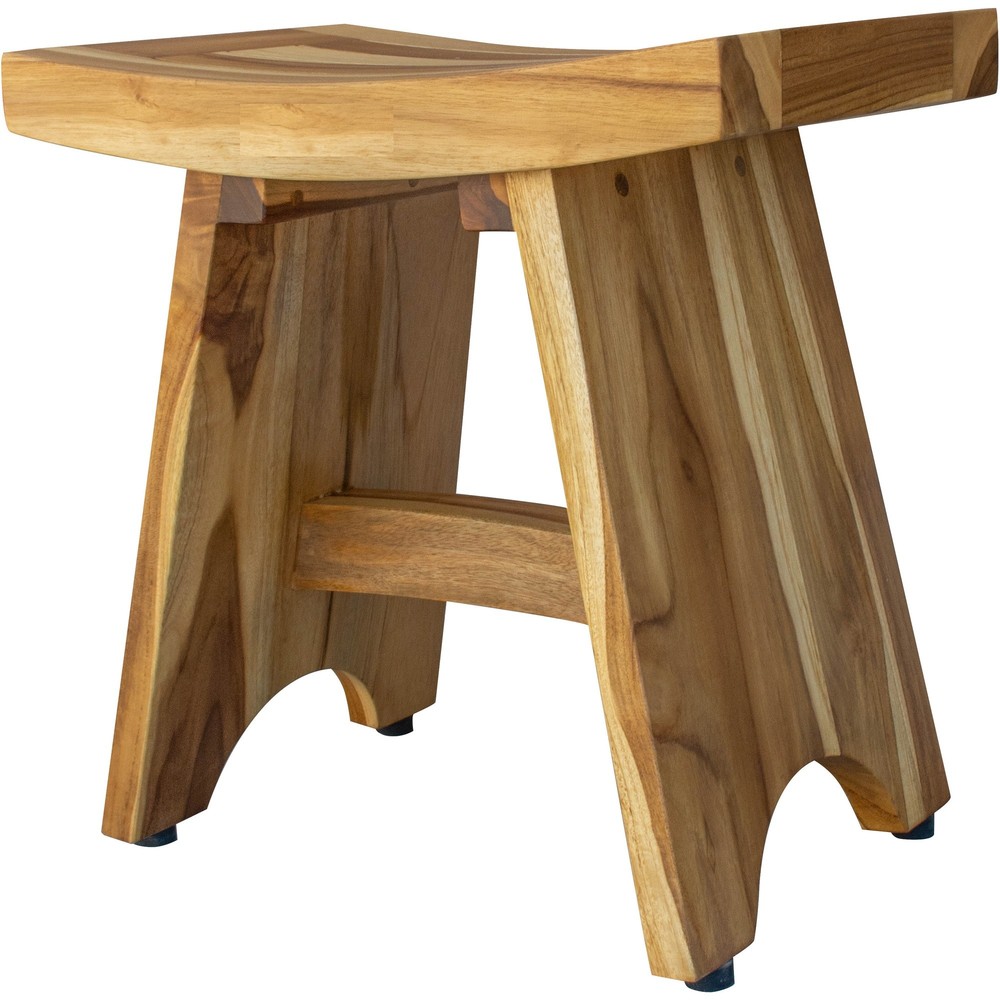 Compact Contemporary Teak Shower Stool in Natural Finish