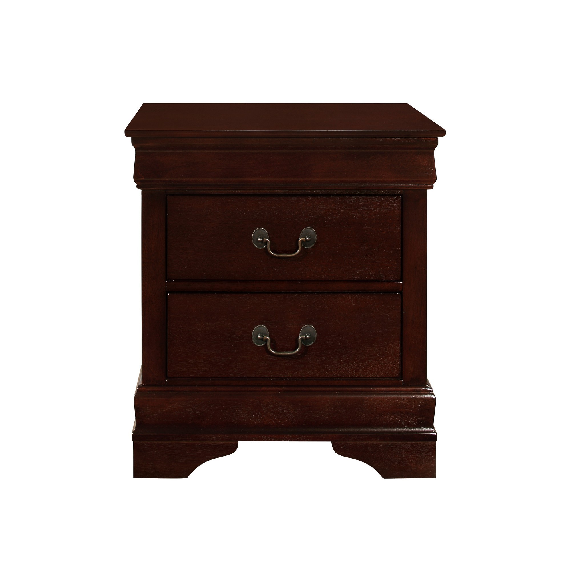 Modern Merlot Toned Nightstand with 2 Drawer