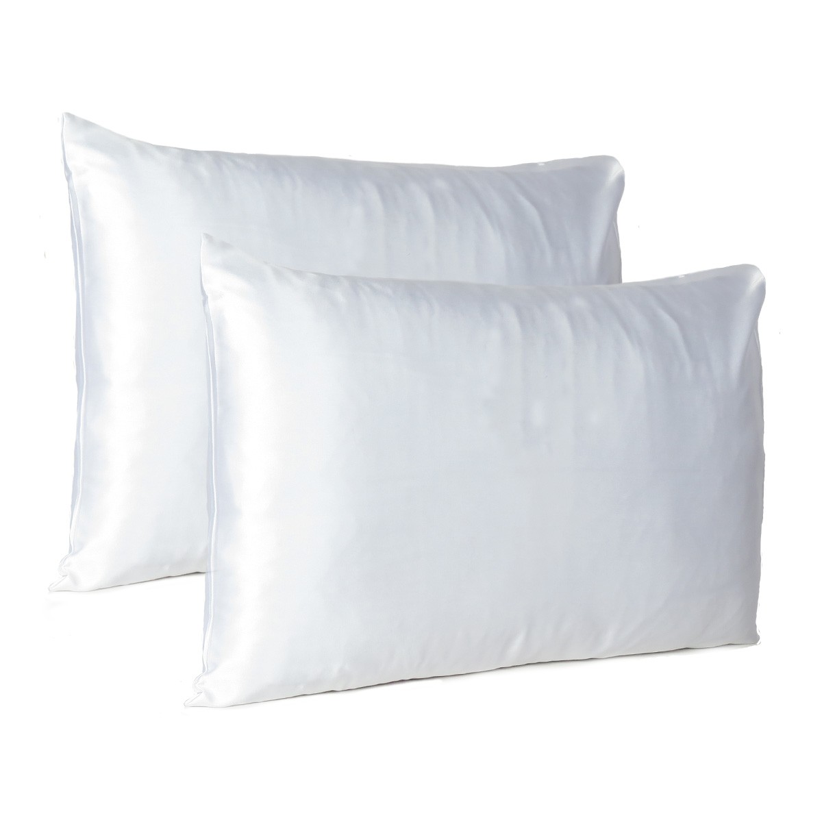 White Dreamy Set of 2 Silky Satin Queen Pillowcases