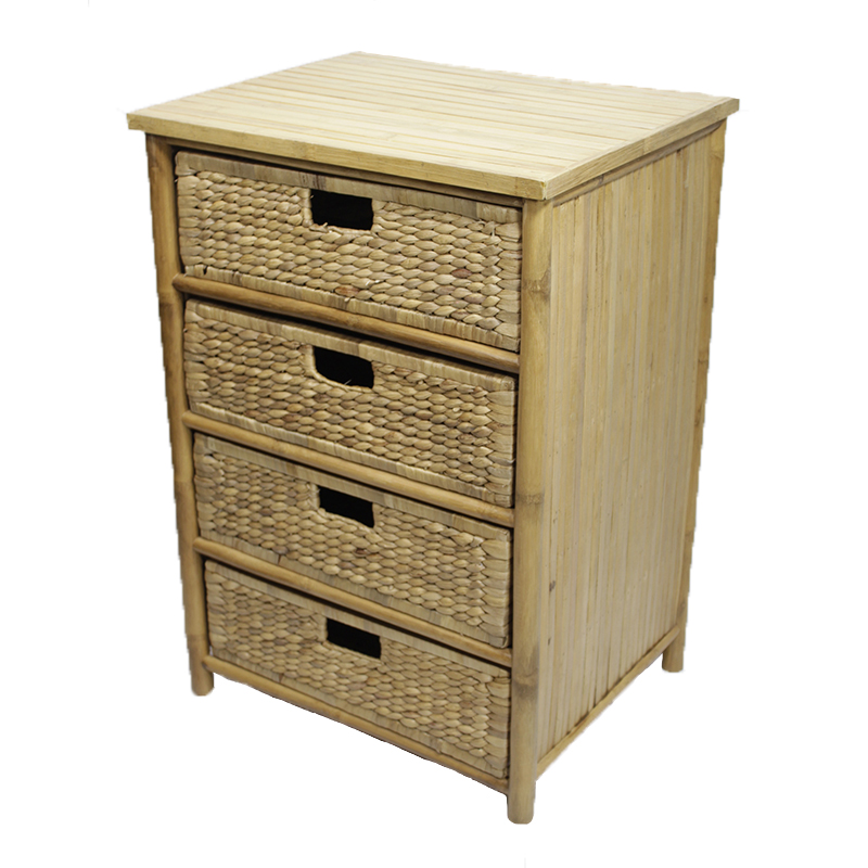 22.5" X 18.5" X 32" Natural Bamboo Storage Cabinet with Baskets