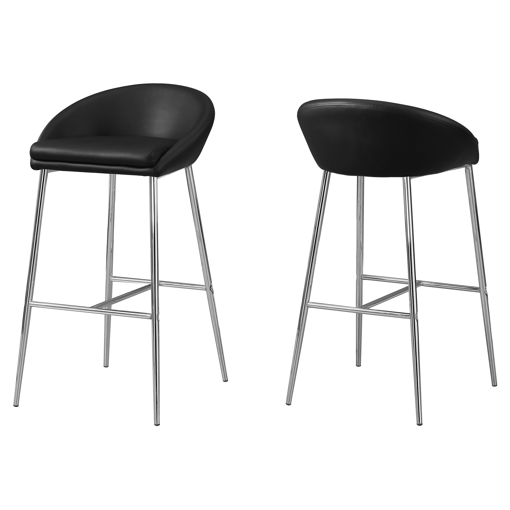 41" x 41" x 71.5" Black Foam Metal Leather Look Barstool set of 2