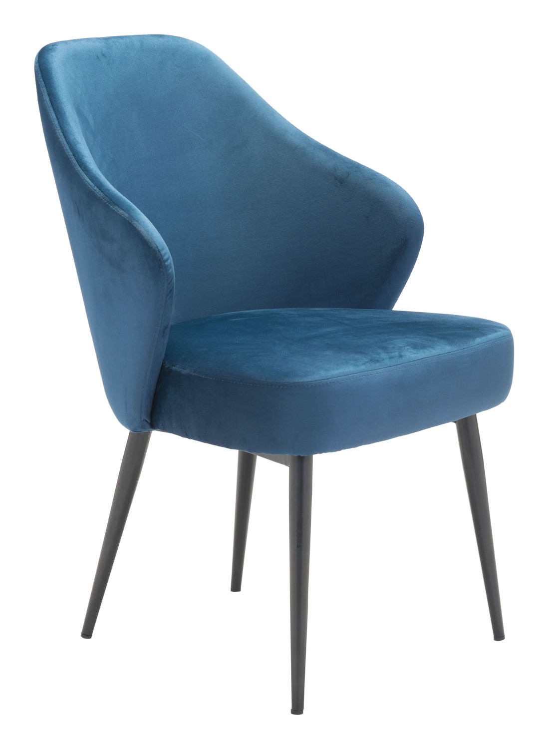 23.2" x 25.2" x 34.6" Navy, Velvet, Steel, Dining Chair