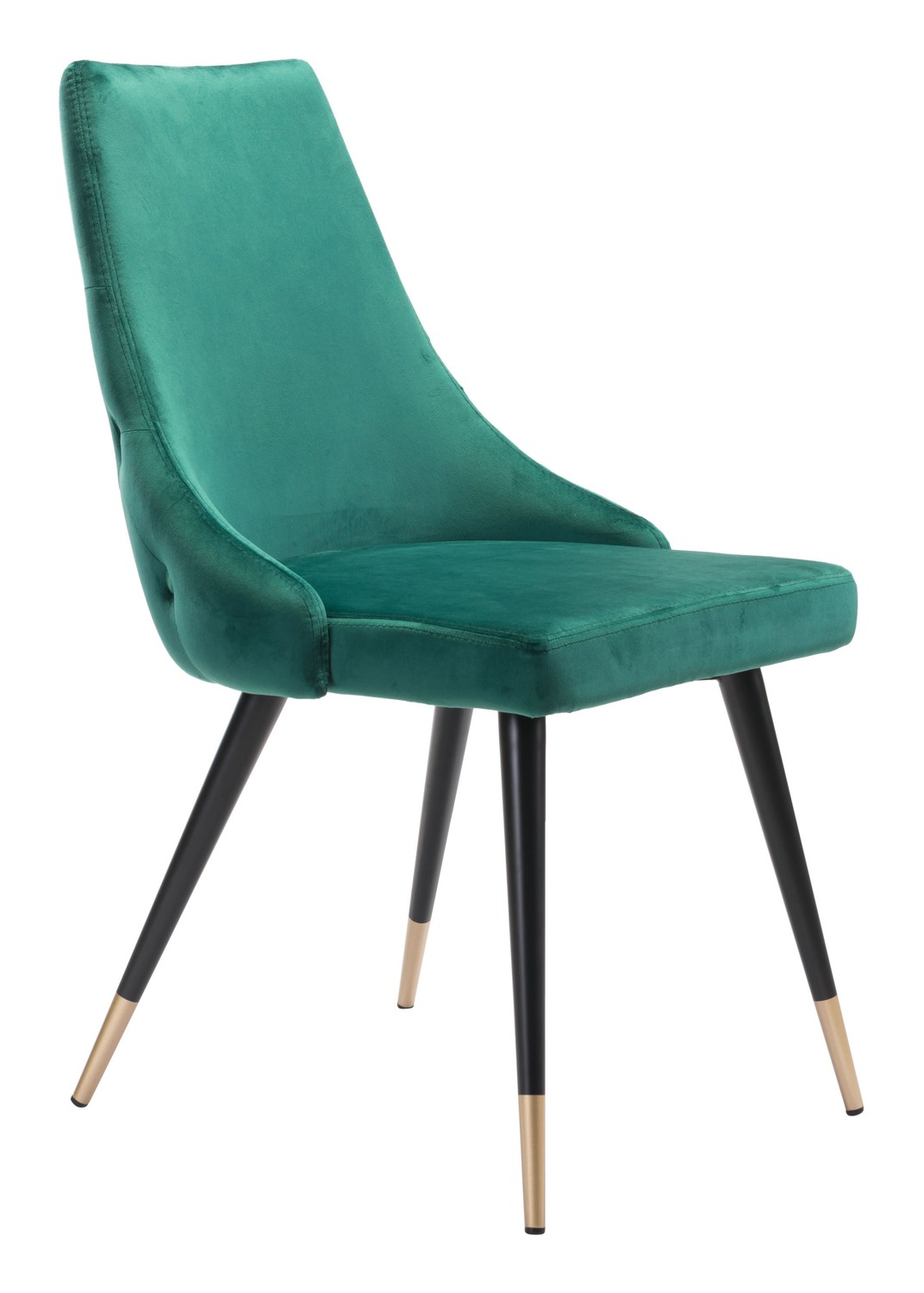 Fashionable Emerald Green Velvet Dining or Side Chair - Set of 2