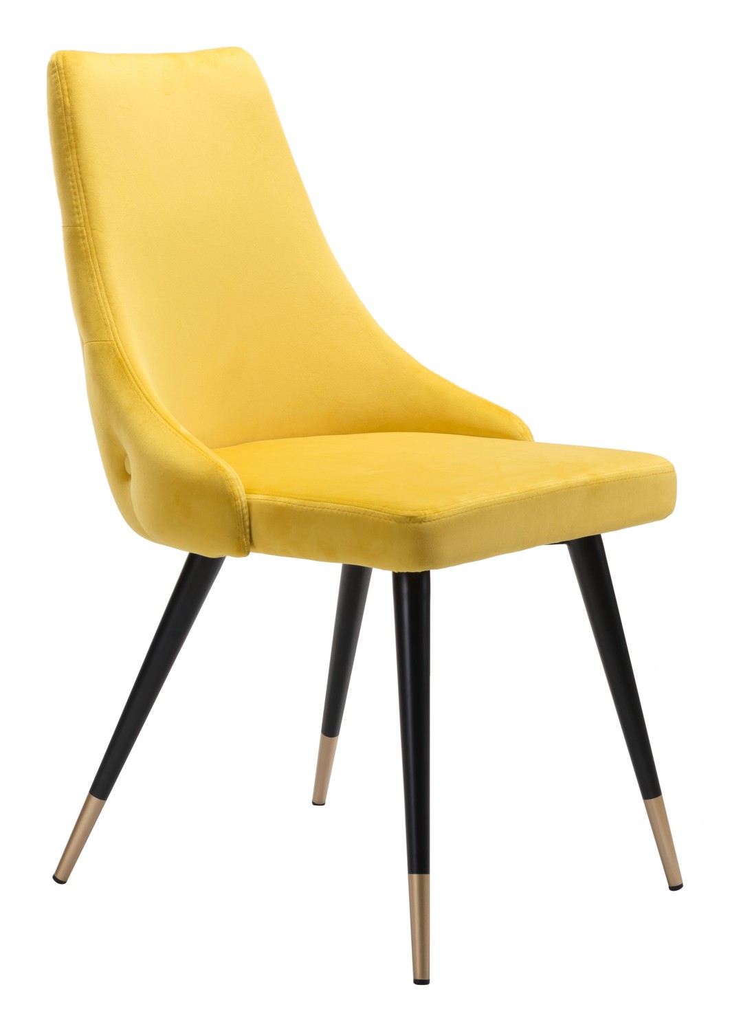 Fashionable Canary Yellow Velvet Dining or Side Chair - Set of 2