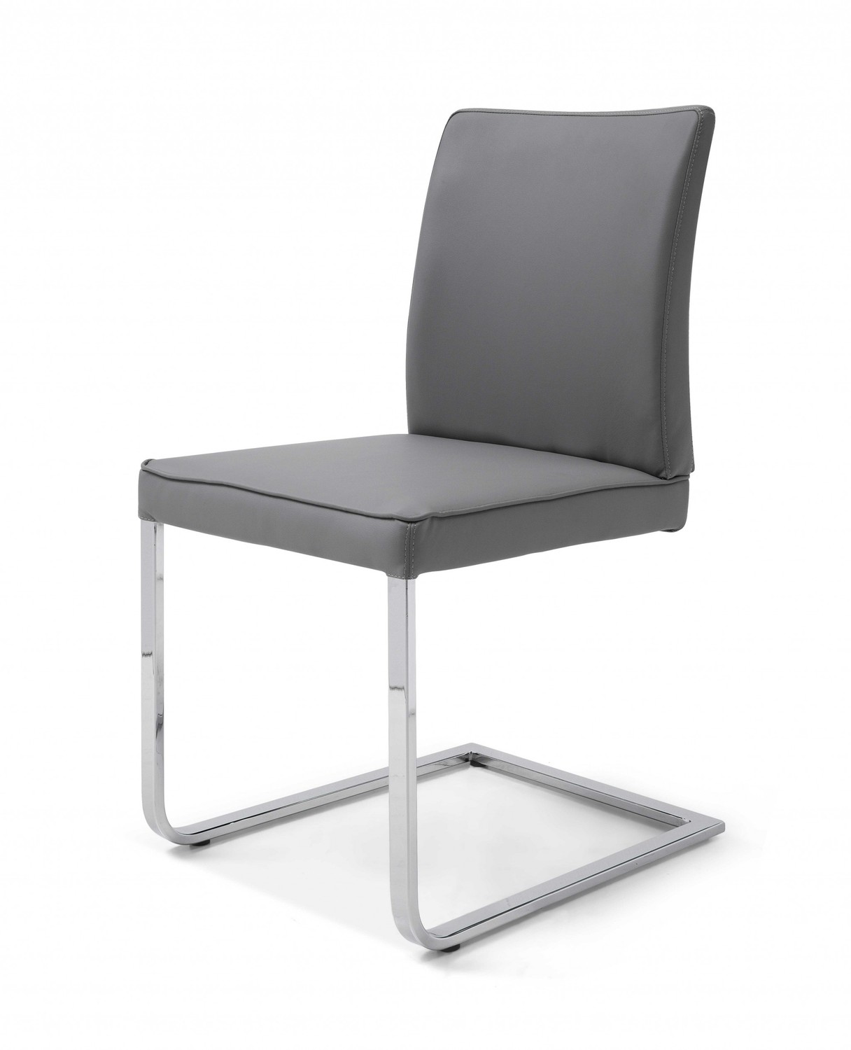 Gray Faux Leather and Chrome Dining Chair