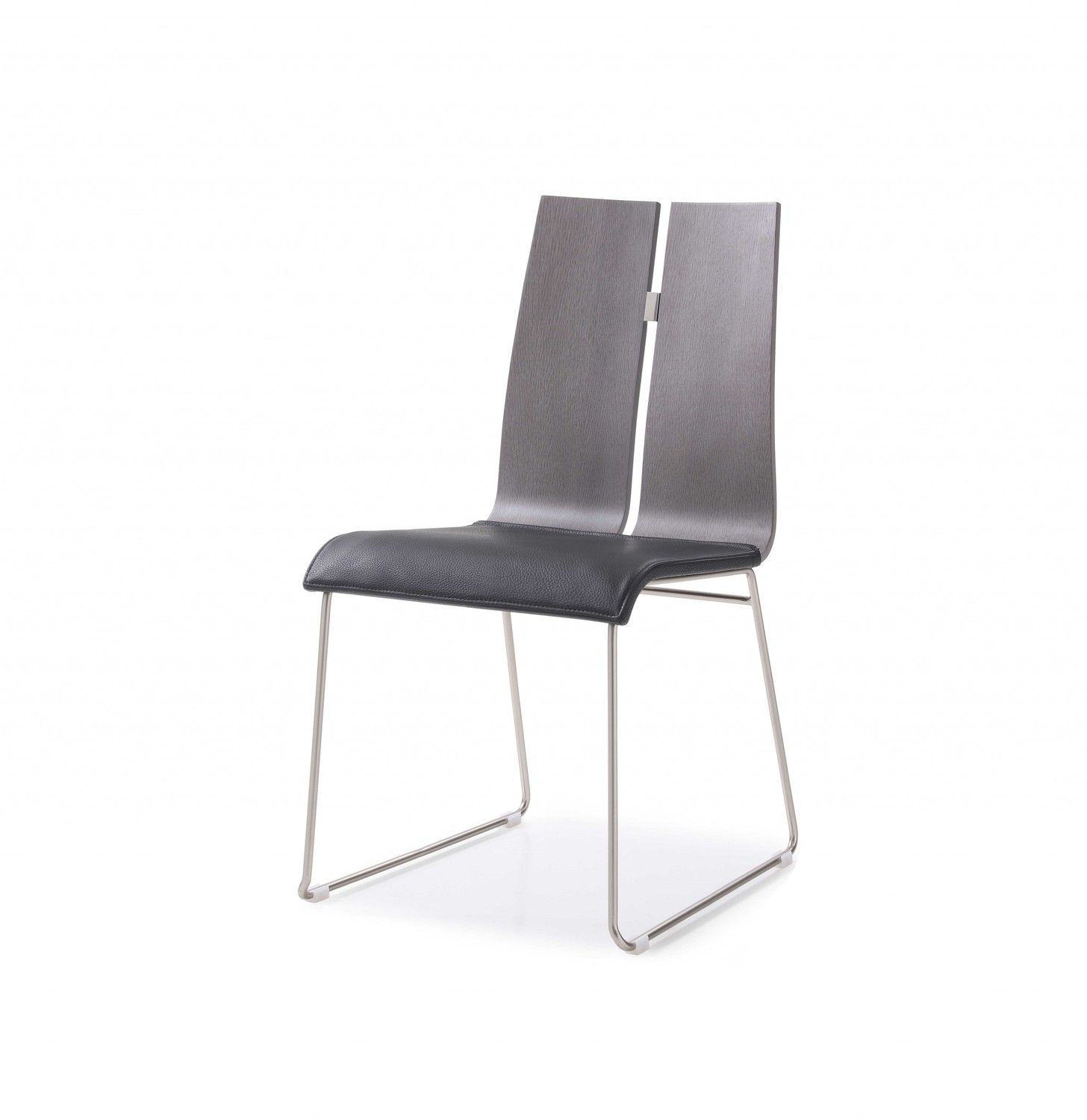 Gray and Black Faux Leather Metal Dining Chair