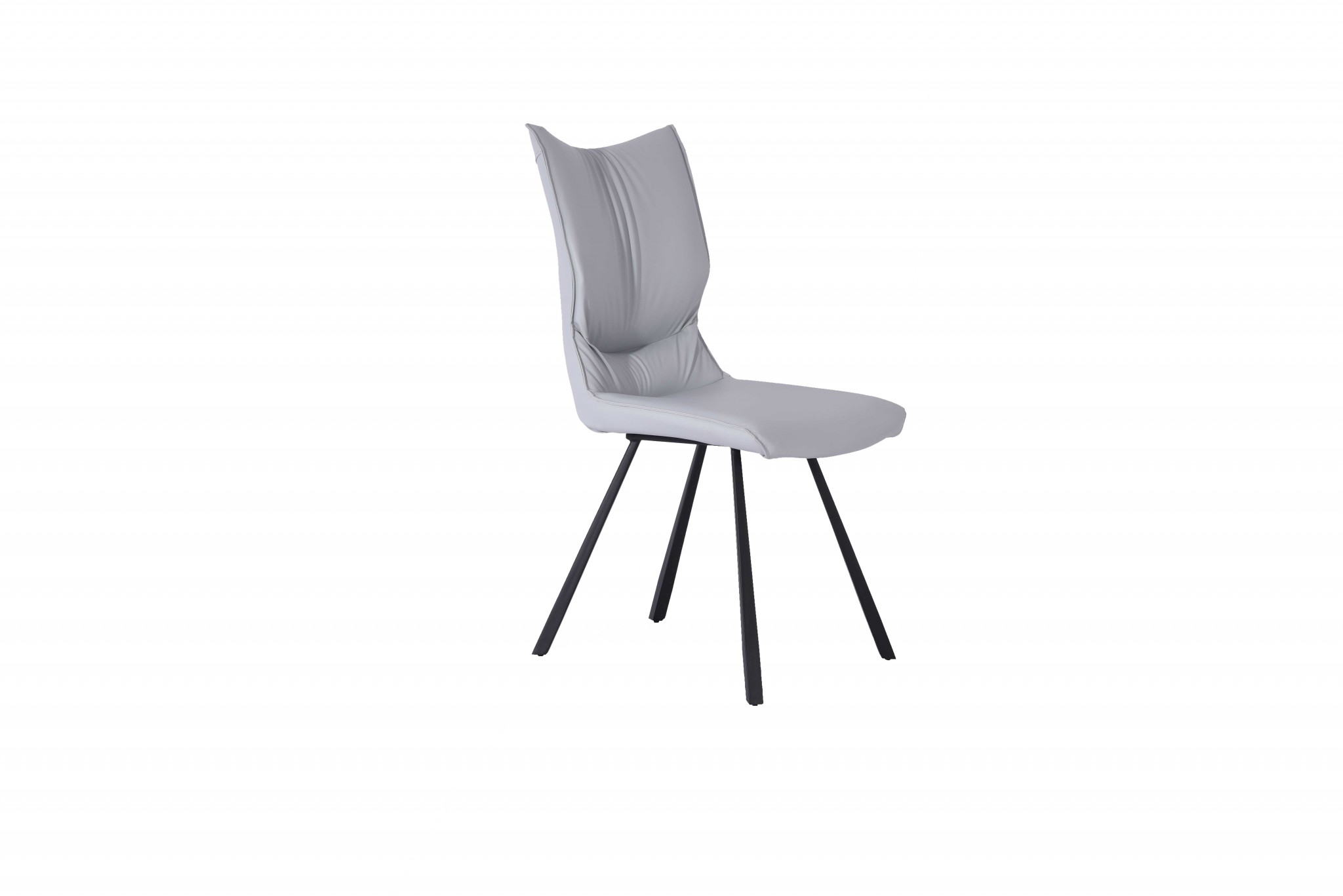 White and Light Gray Faux Leather Dining Side Chair Set of 2