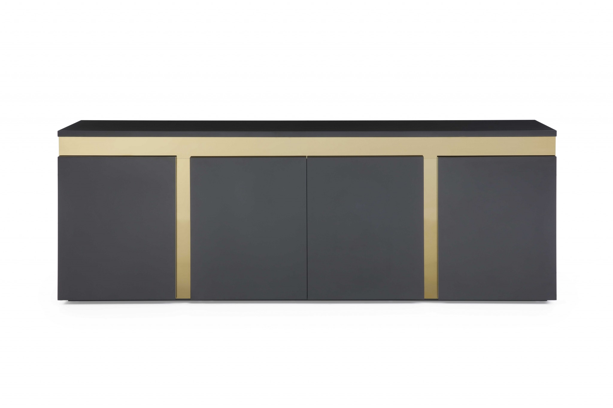 94" X 18" X 35" Black Stainless Steel Buffet