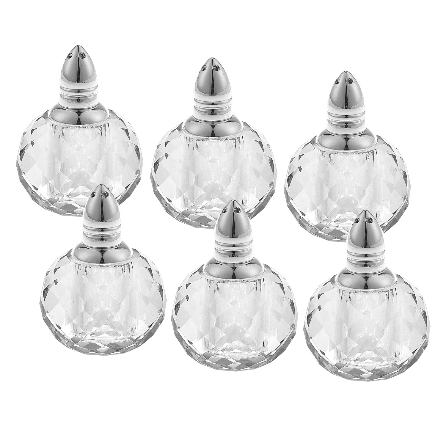 Individual Silver Crystal Zendra Design Salt & Peppers - Gift Boxed 6 Pc Set