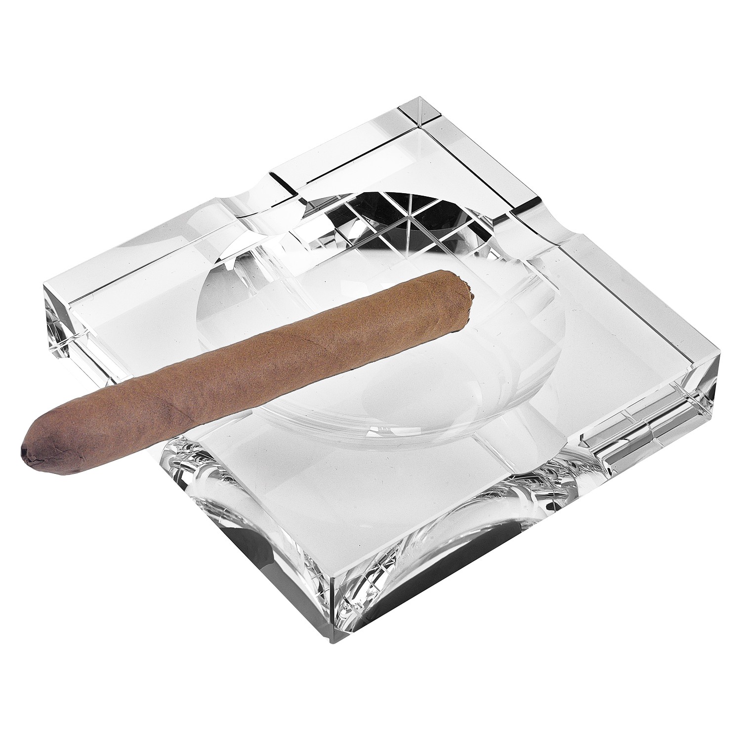 7" Hand Crafted Square Crystal Cigar Ash Tray