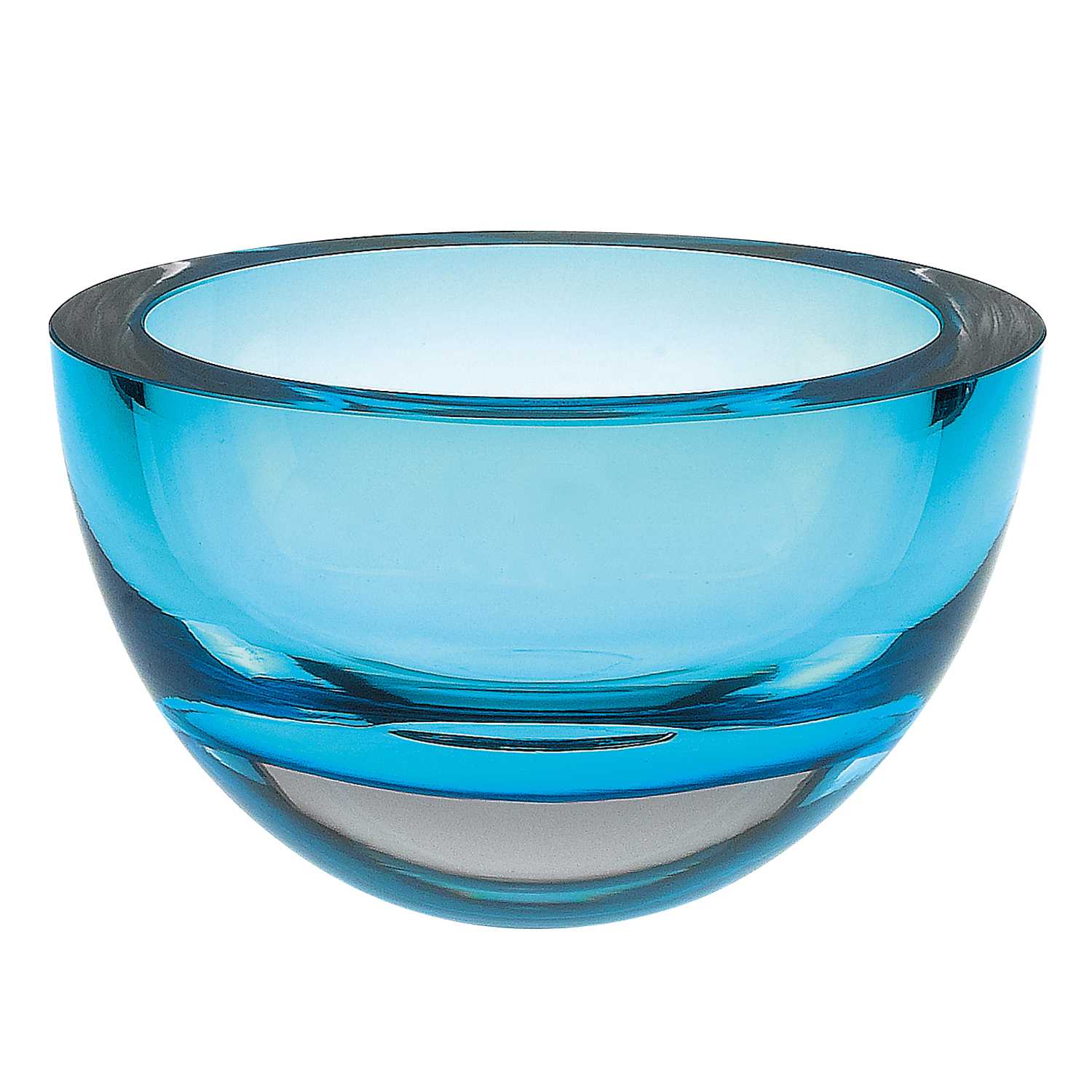 6" Mouth Blown European Made Lead Free Aqua Blue Crystal Bowl