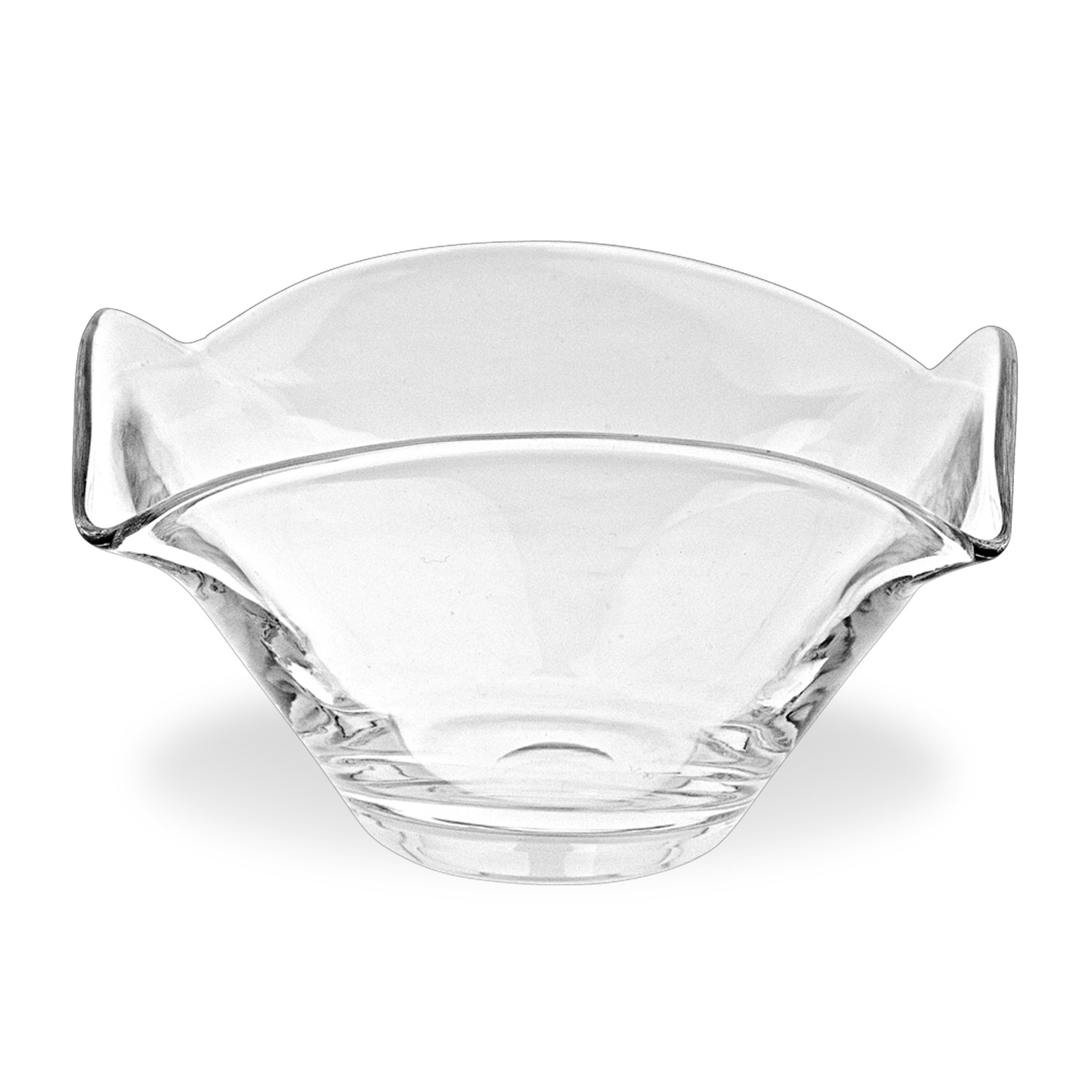 9" Mouth Blown Crystal European Made Square Wavy Fruit Bowl