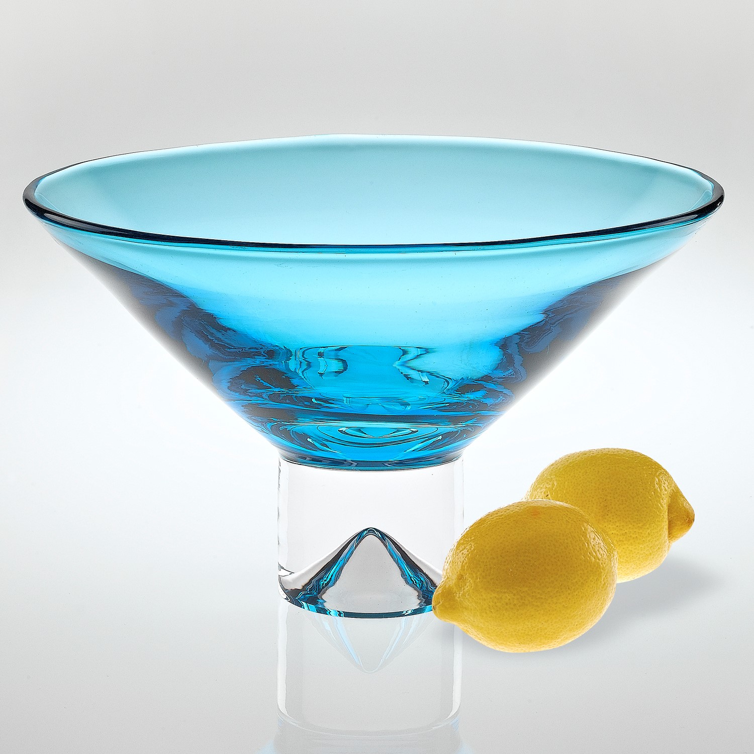 12" Mouth Blown Crystal Aqua Blue Centerpiece Bowl