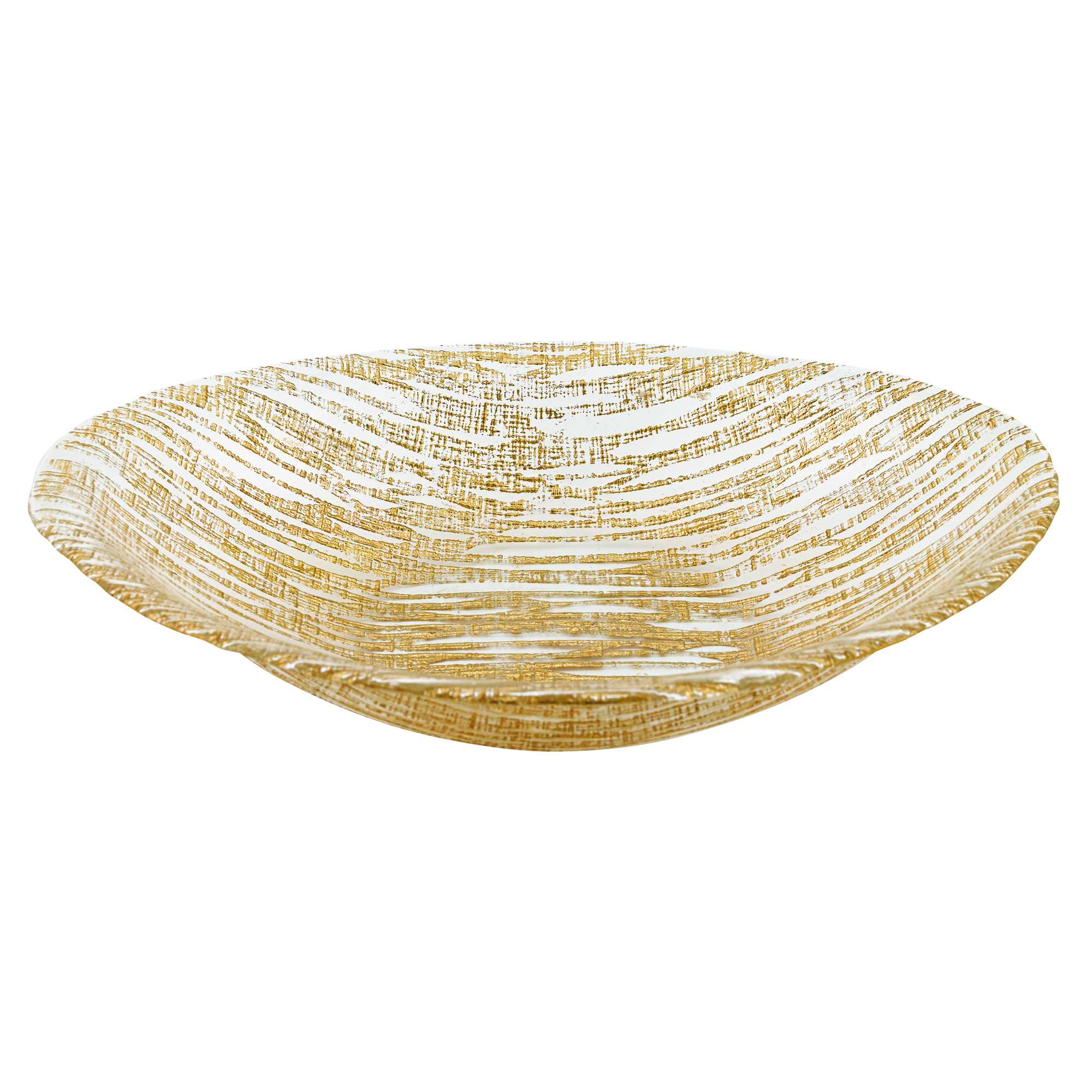 5" Hand Crafted Glass Oval Gold Candy Bowl