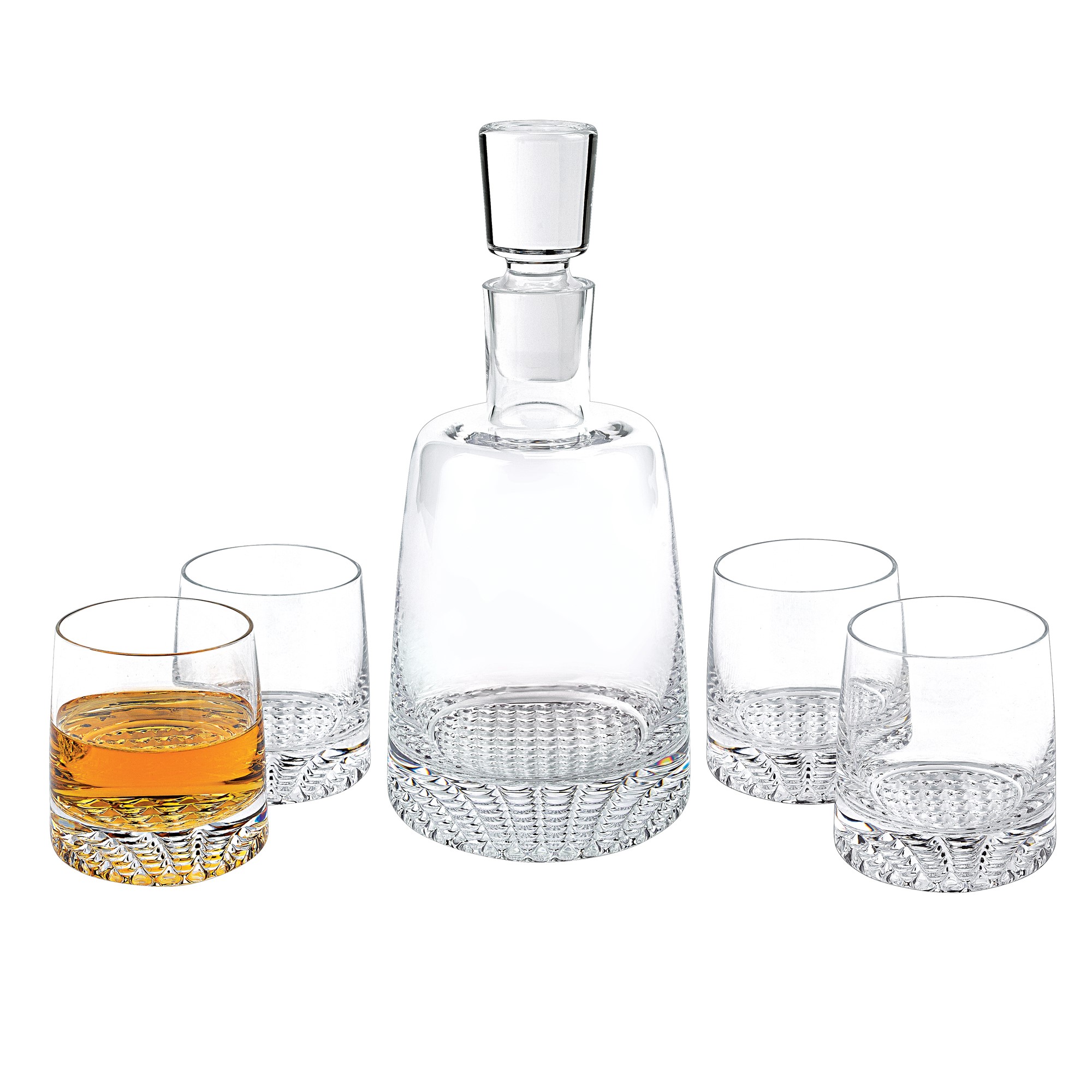 Mouth Blown European Crystal 5 Pc. Whiskey Set