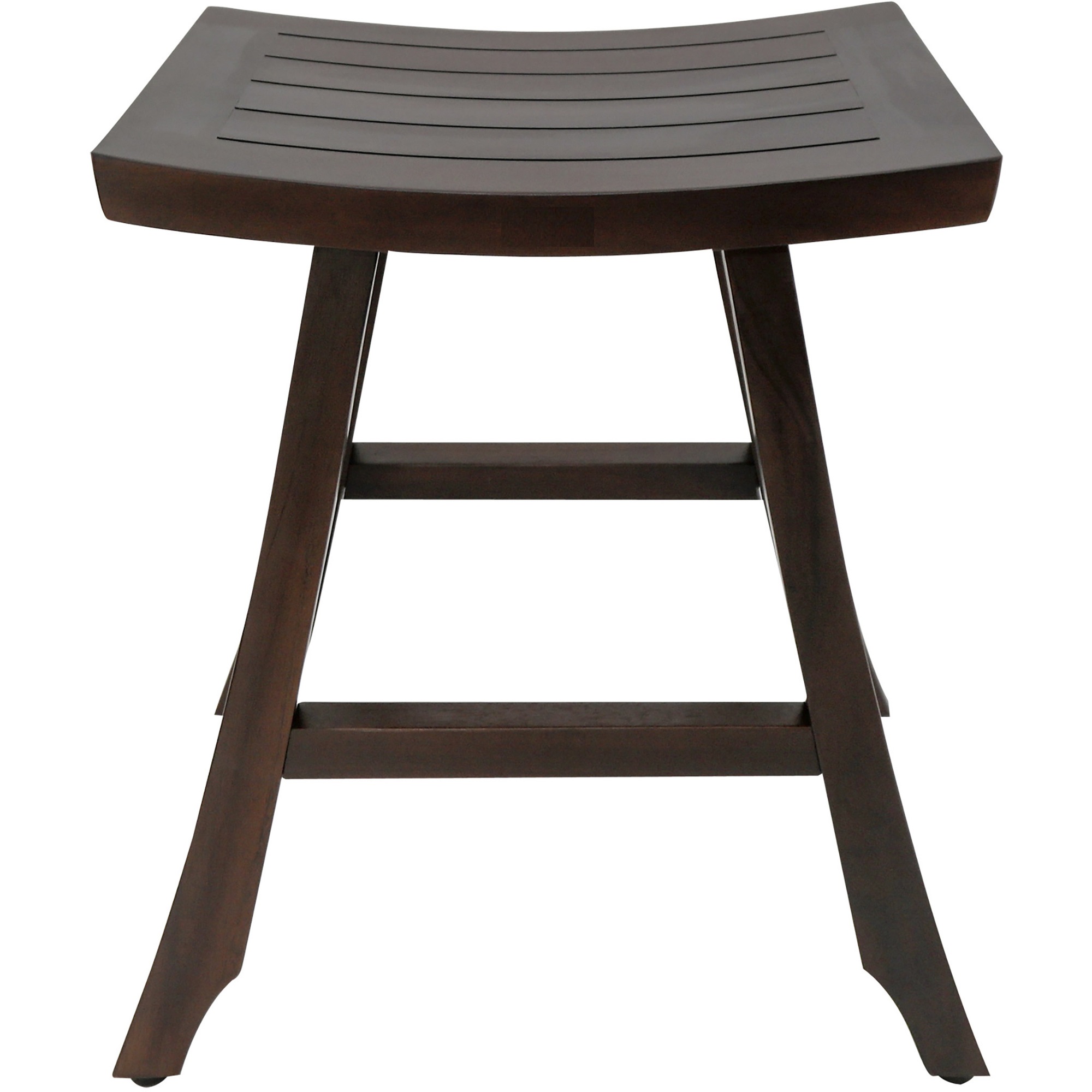 Contemporary Teak Shower Stool with Shelf in Brown Finish