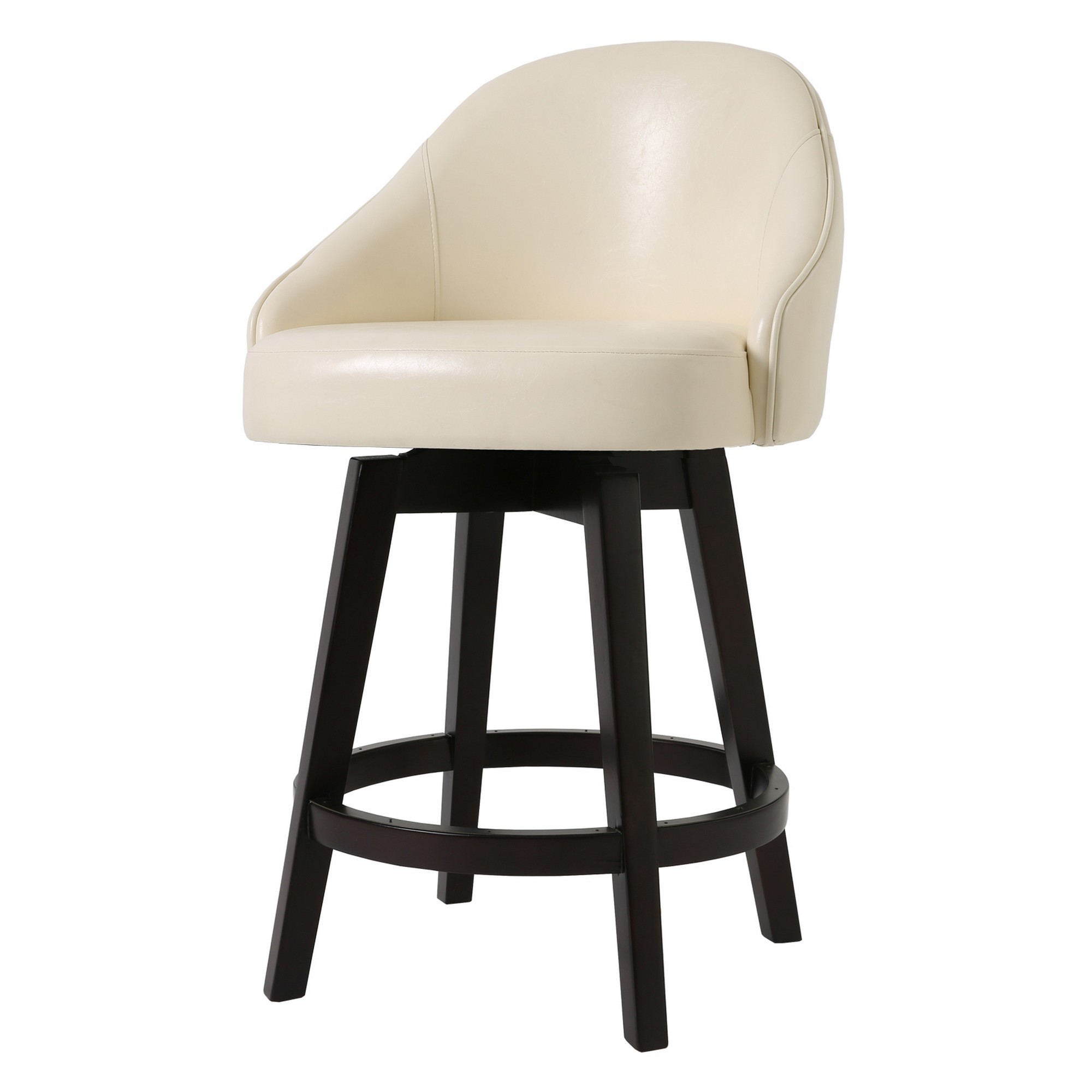 39" Ivory Hardwood Frame Upholstered Bar Stool