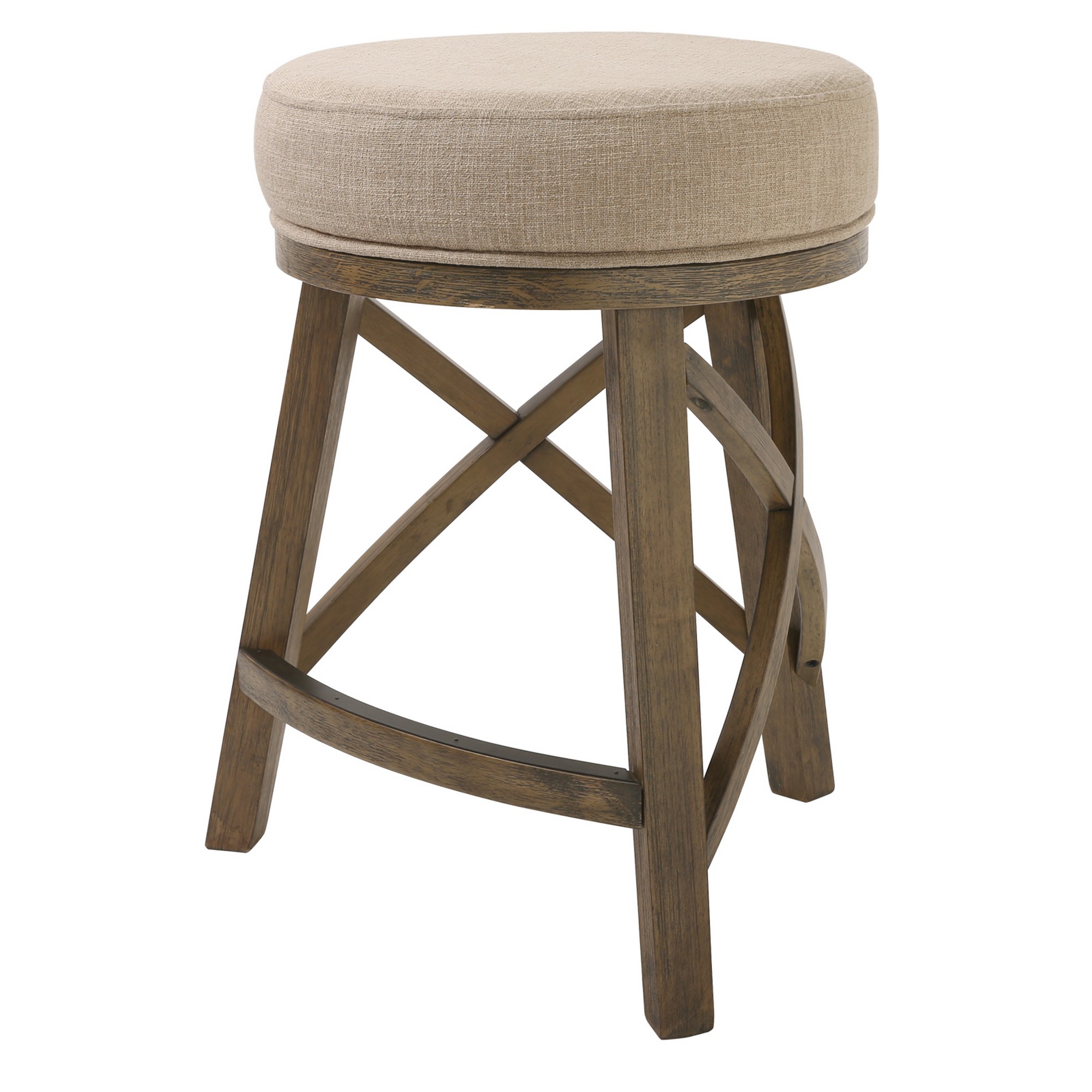 Counter Height Round 3 Leg Swivel Counter Stool with Cream Fabric