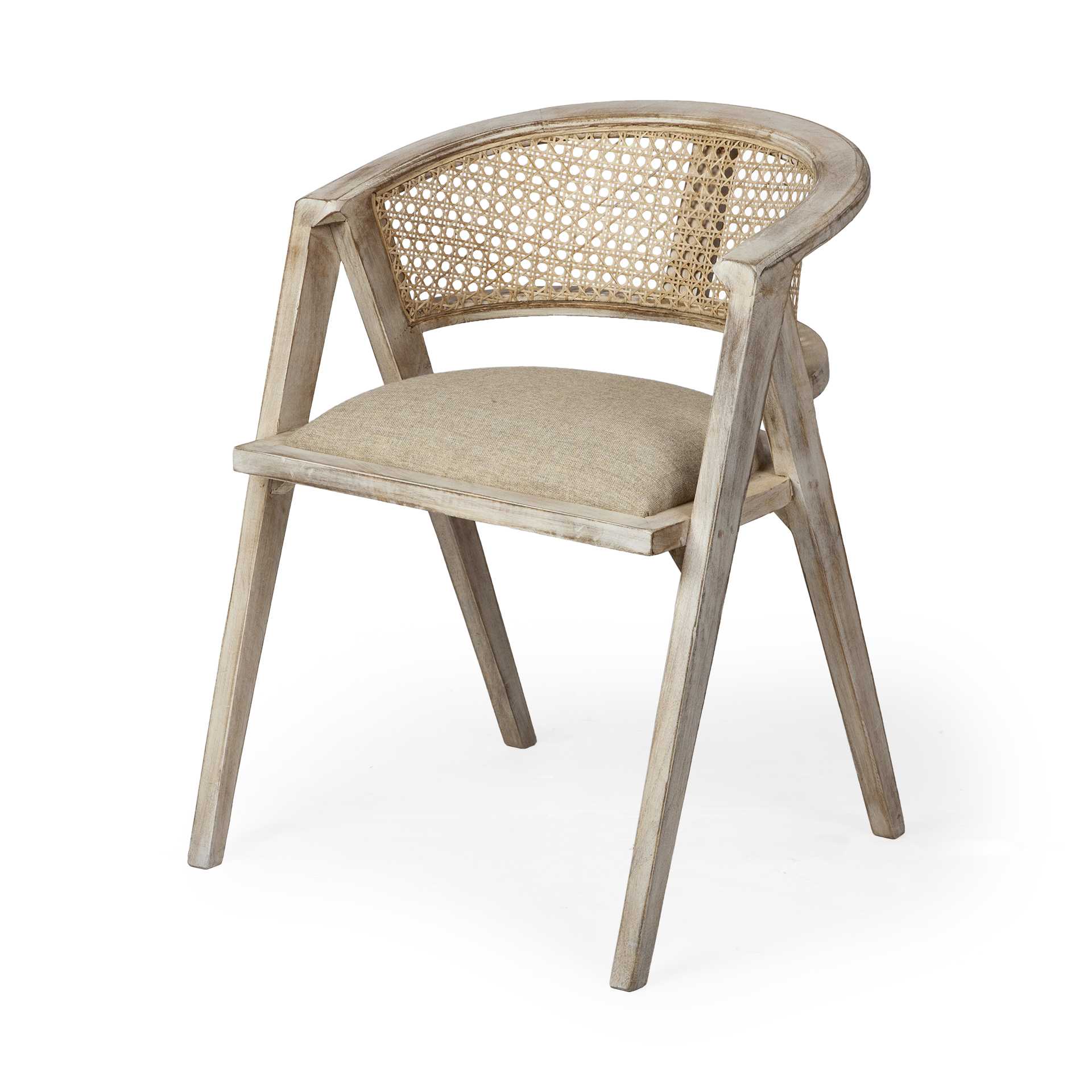 Natural Linen Seat with Blonde Wooden Frame Dining Chair