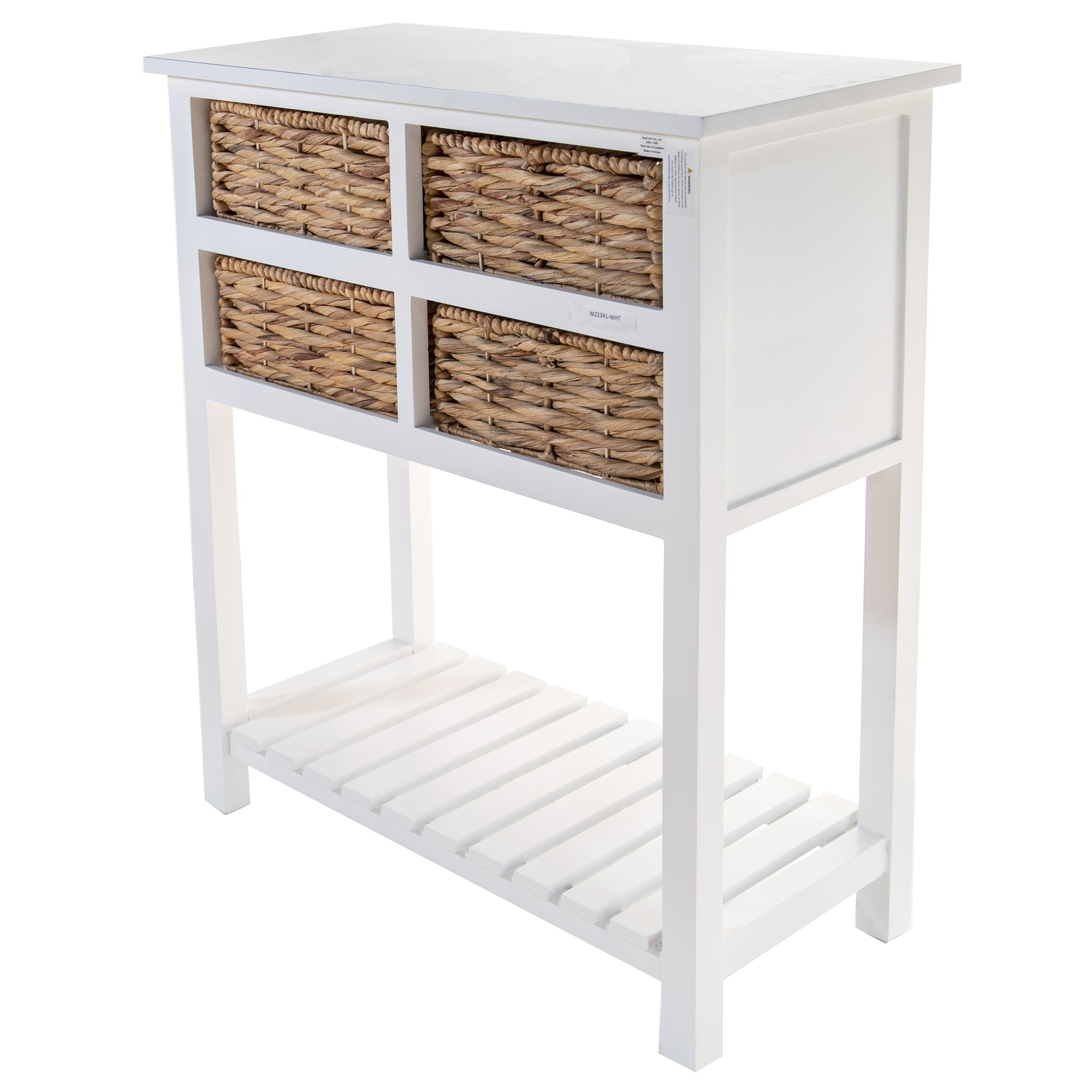 White 4 Drawer Accent Table with a Bottom Shelf