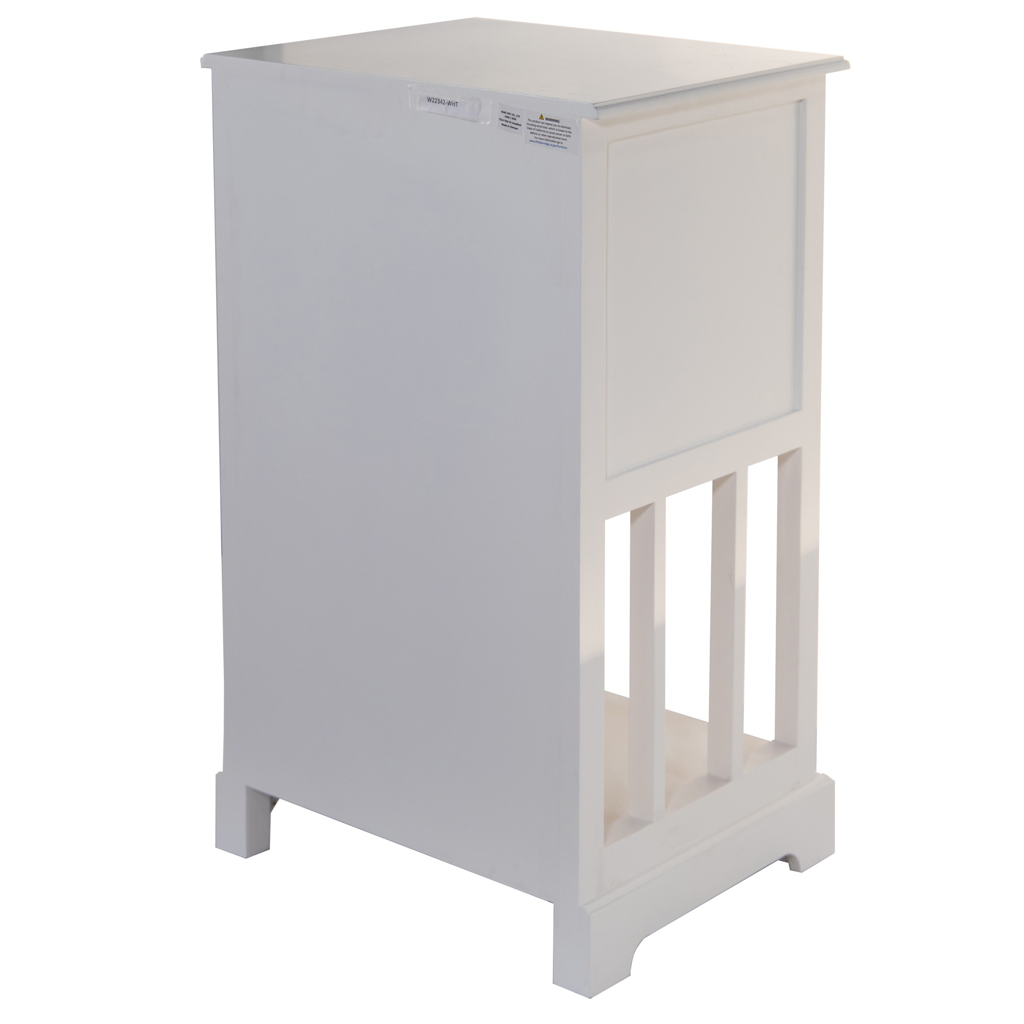White Wooden Double Drawer Side Table