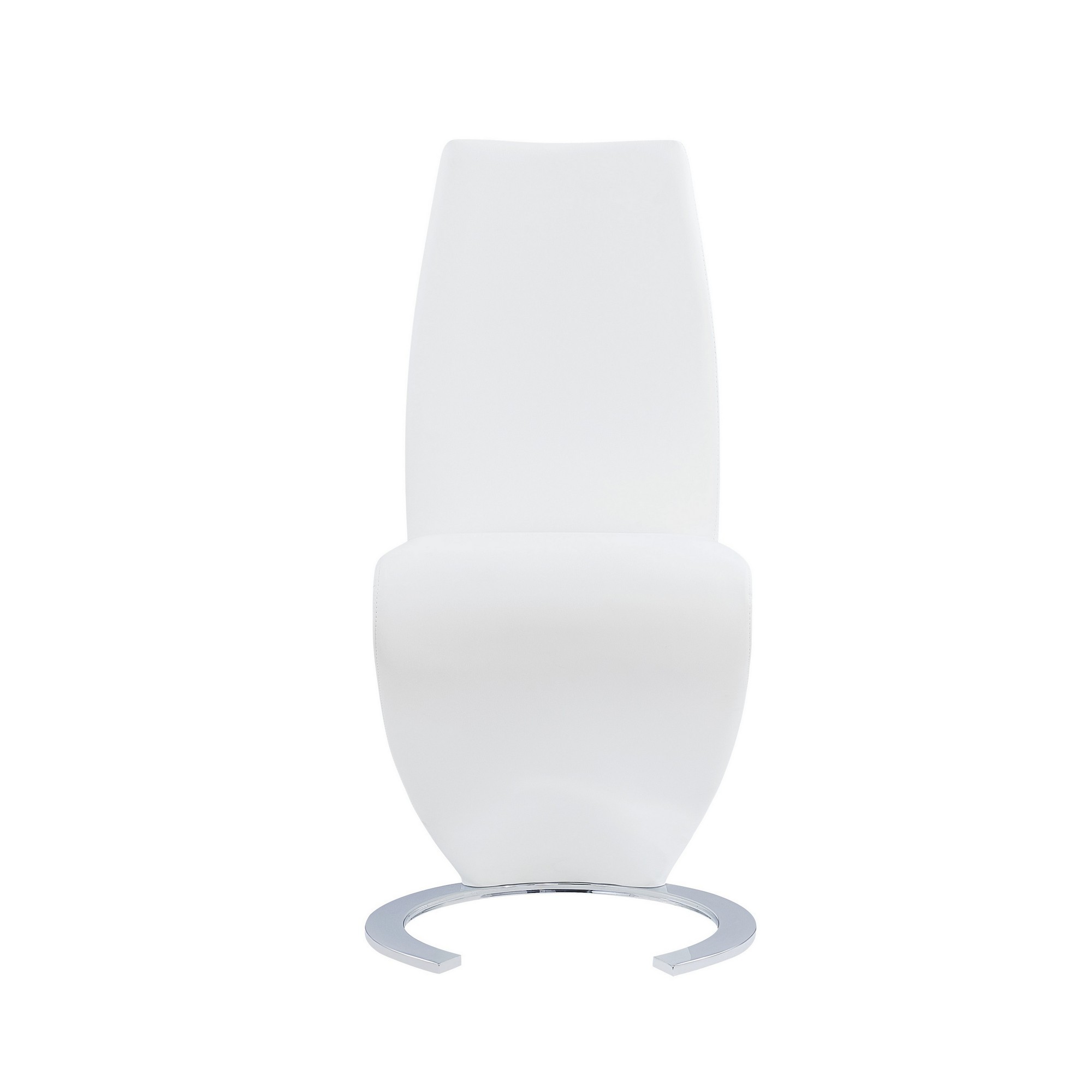 Set of 2 White  Z Shape design Dining Chairs with Horse Shoe Shape Base