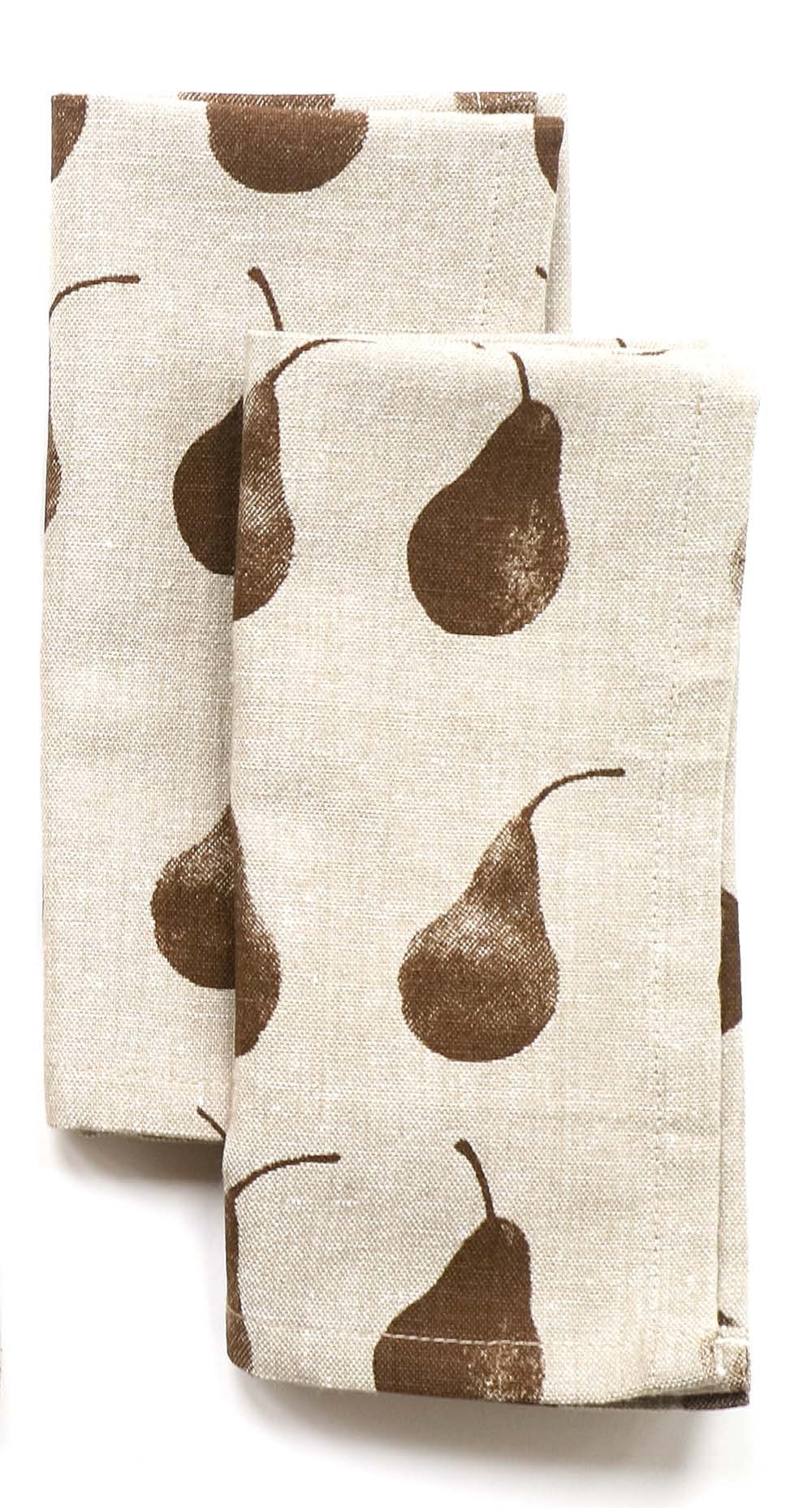 Set of Eight Brown Pear Pattern Napkins