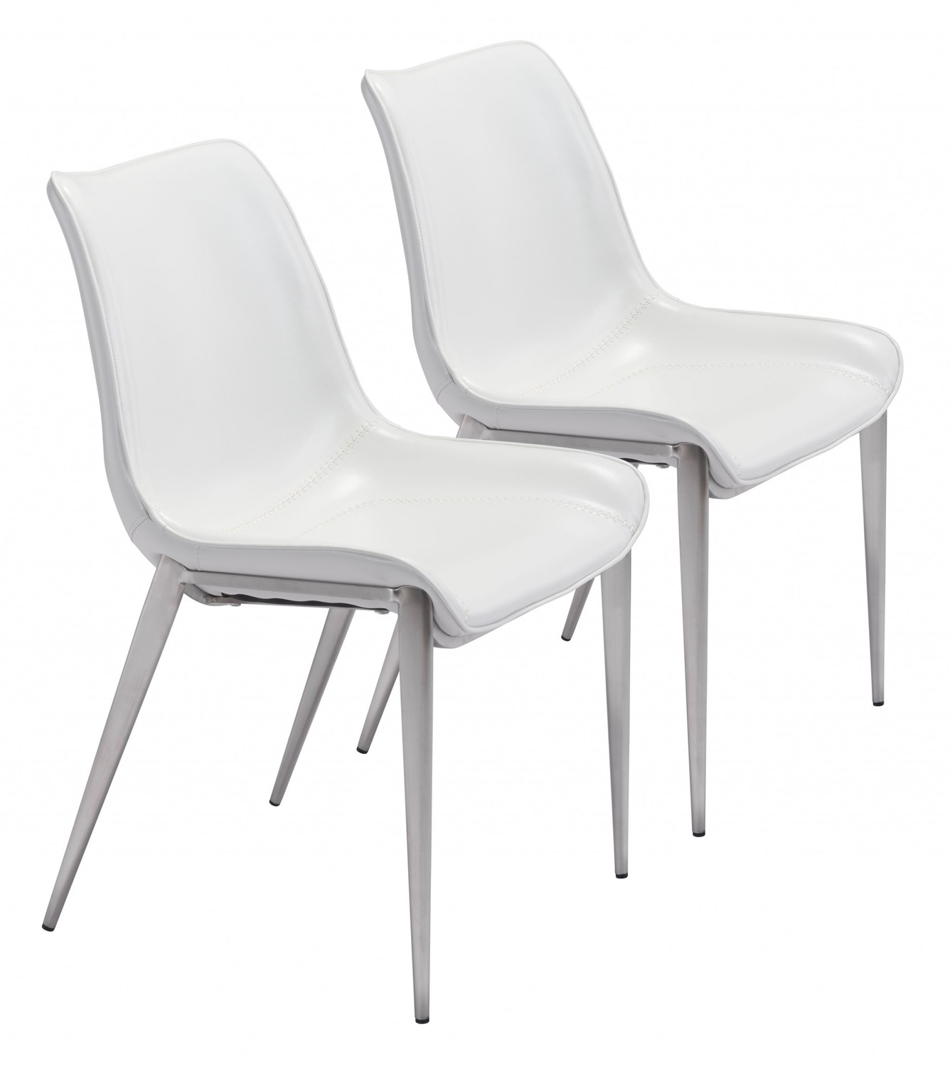 Magnus Dining Chair (Set of 2) White & Silver