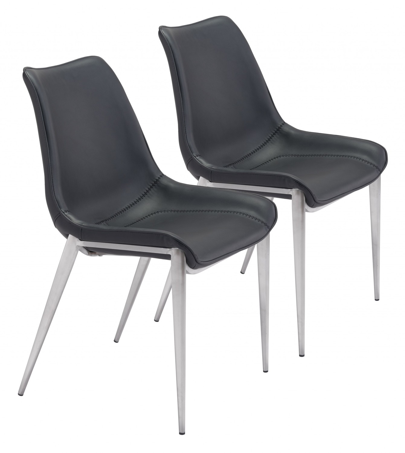 Magnus Dining Chair (Set of 2) Black & Silver
