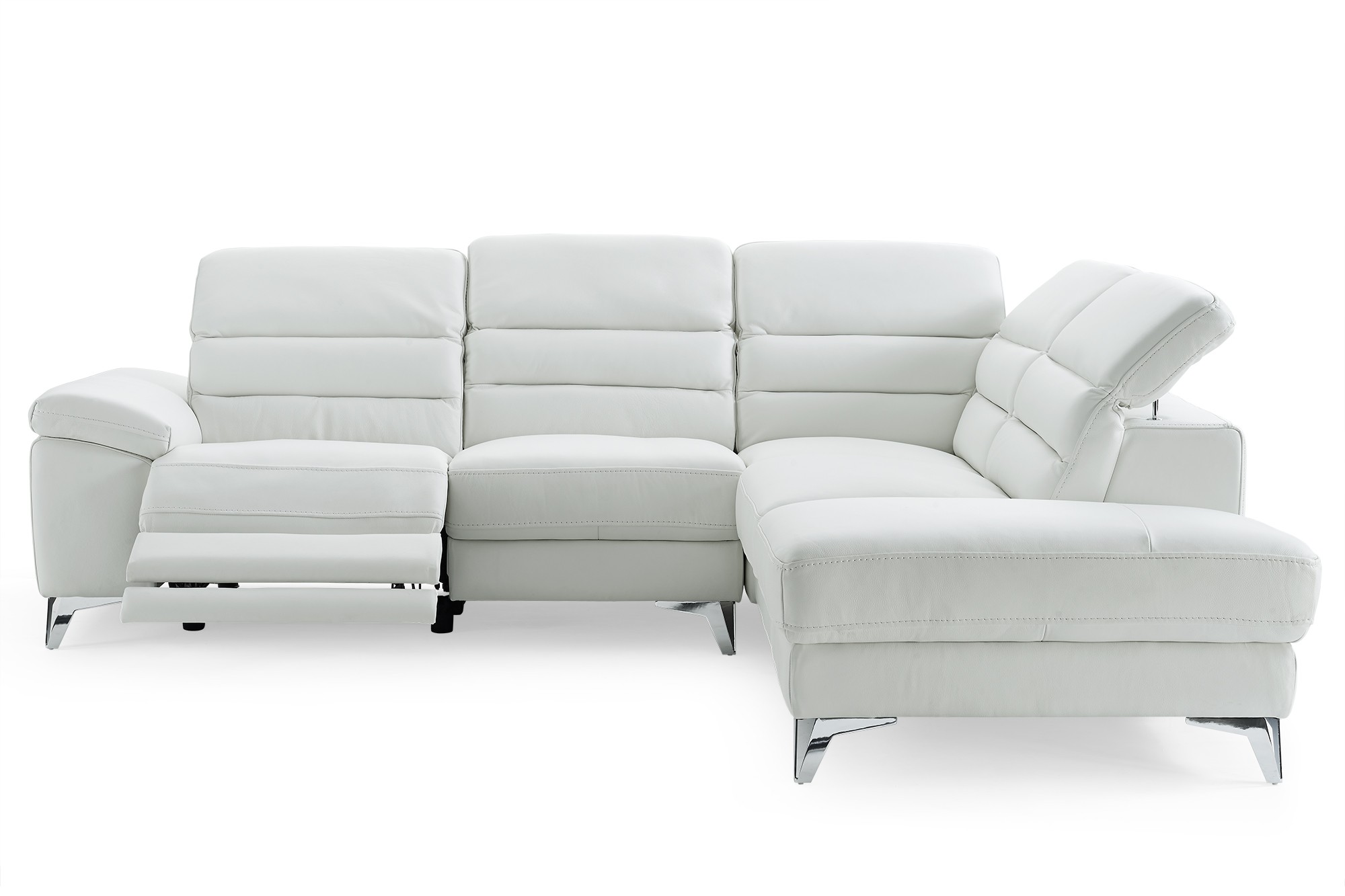 Sectional Chaise On Right When Facing White Top Grain Italian Leather